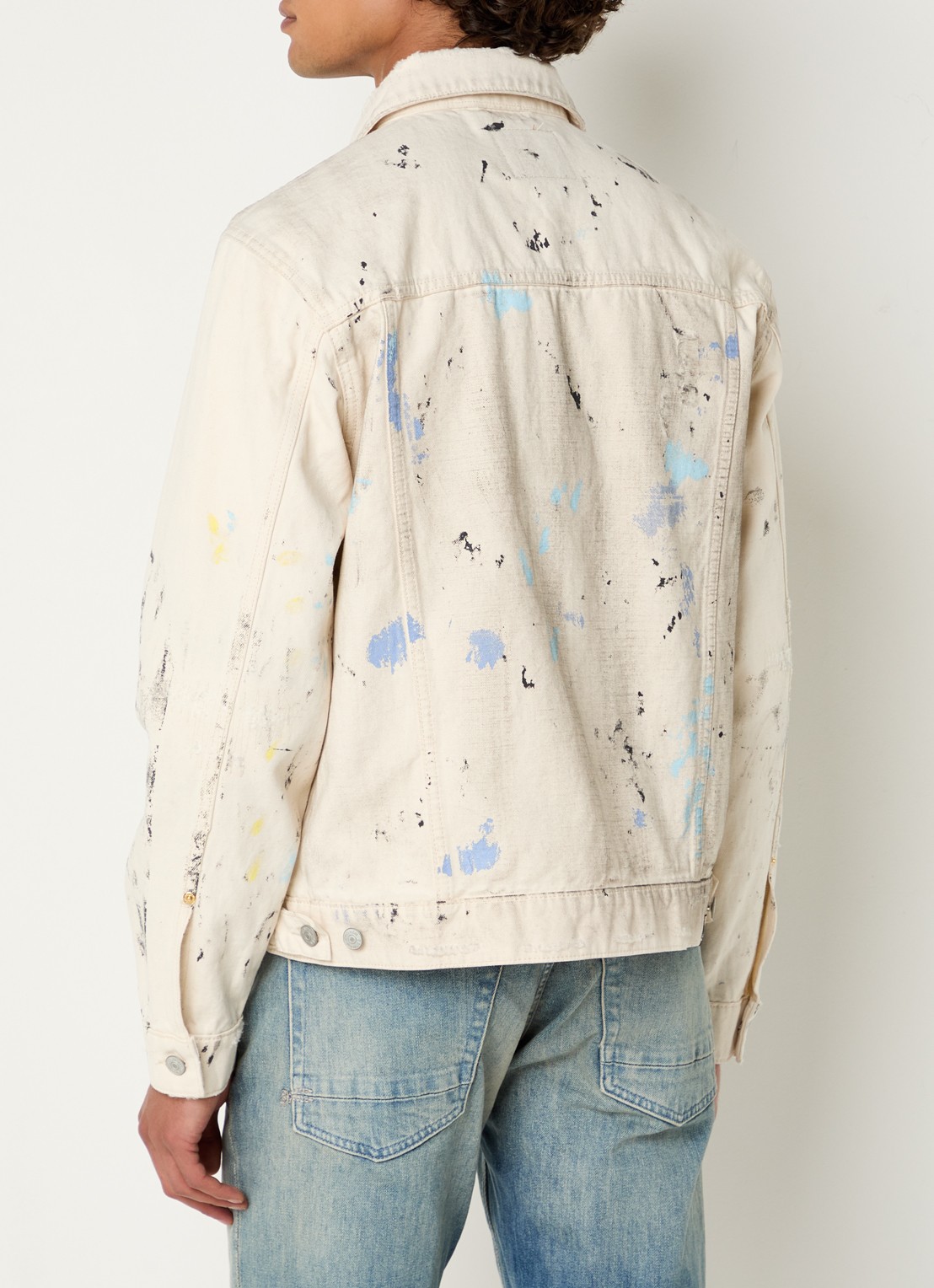 Denham London spijkerjas met verwassen afwerking - achterkant gebroken wit