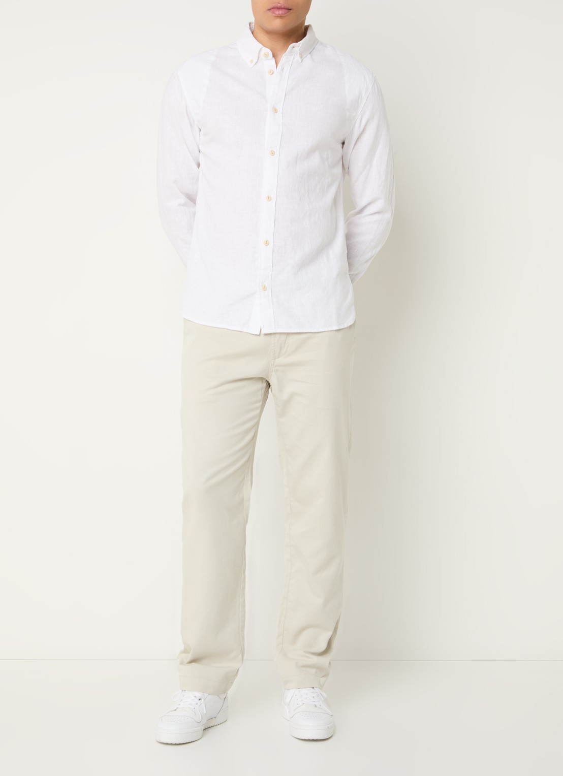 Denham Luca straight fit chino met steekzakken - voorkant 5 beige