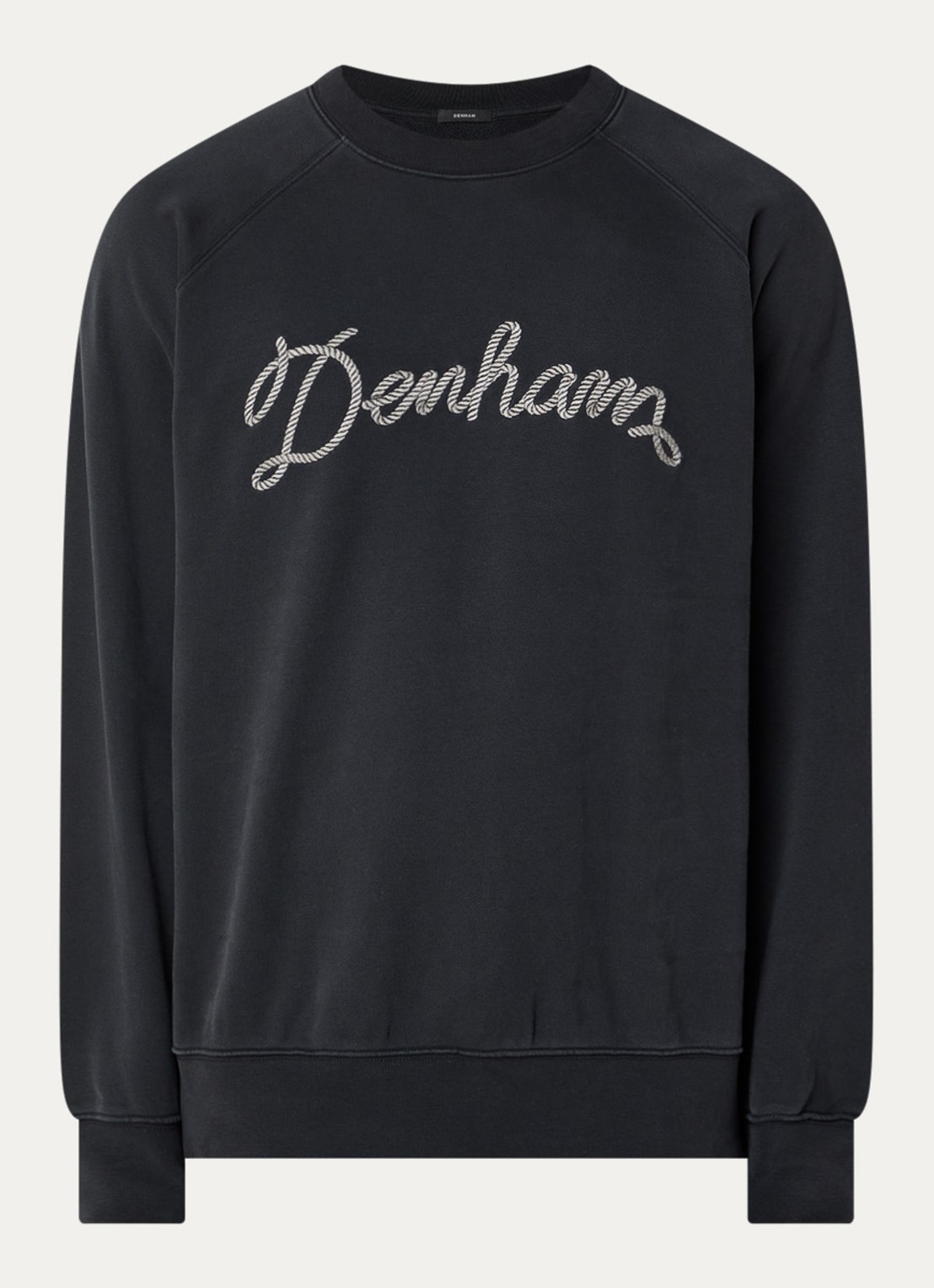 Denham Luke sweater met logoprint - voorkant antraciet