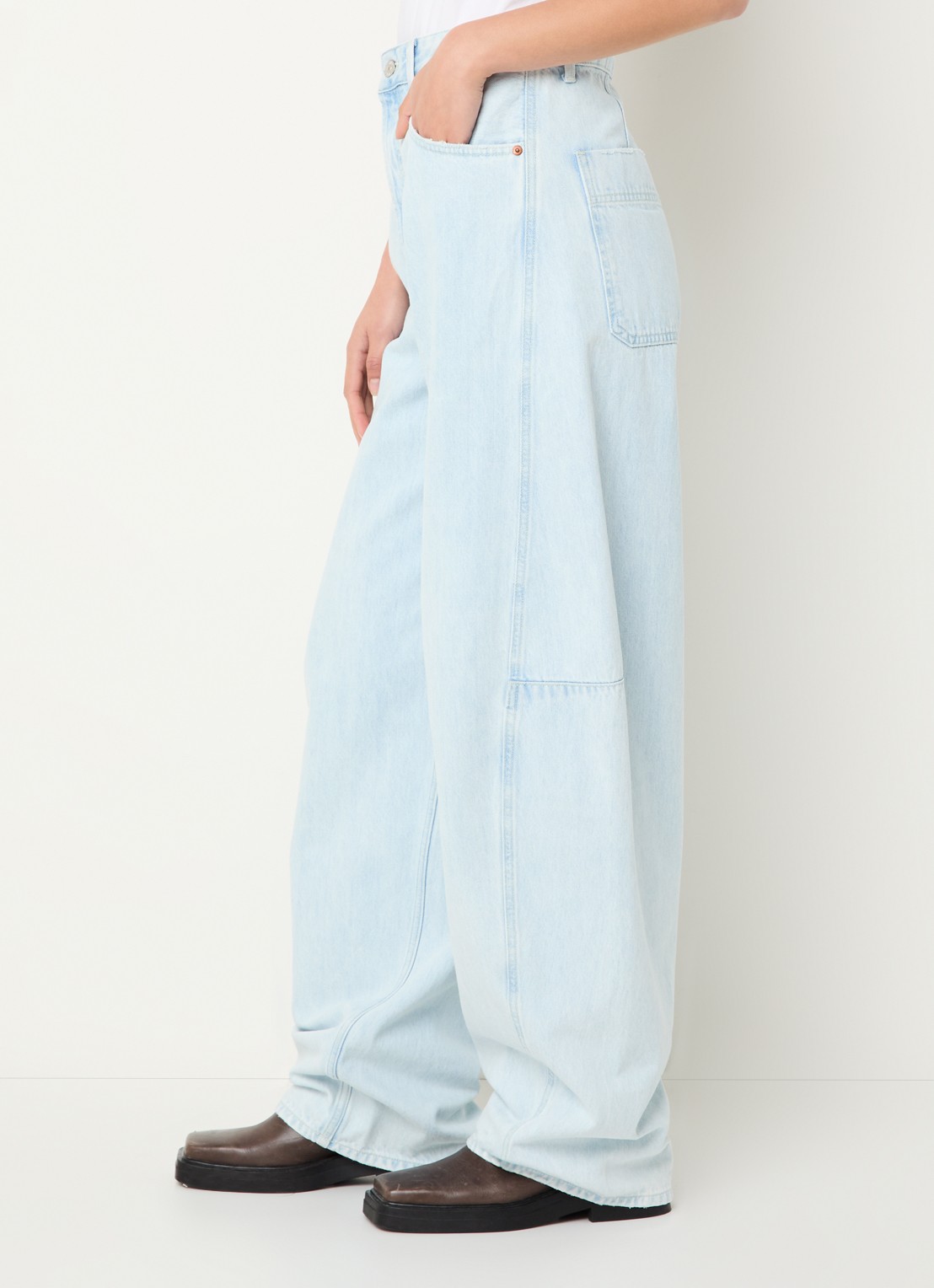 Denham Maki high waist wide leg jeans met lichte wassing  - detail 2 indigo