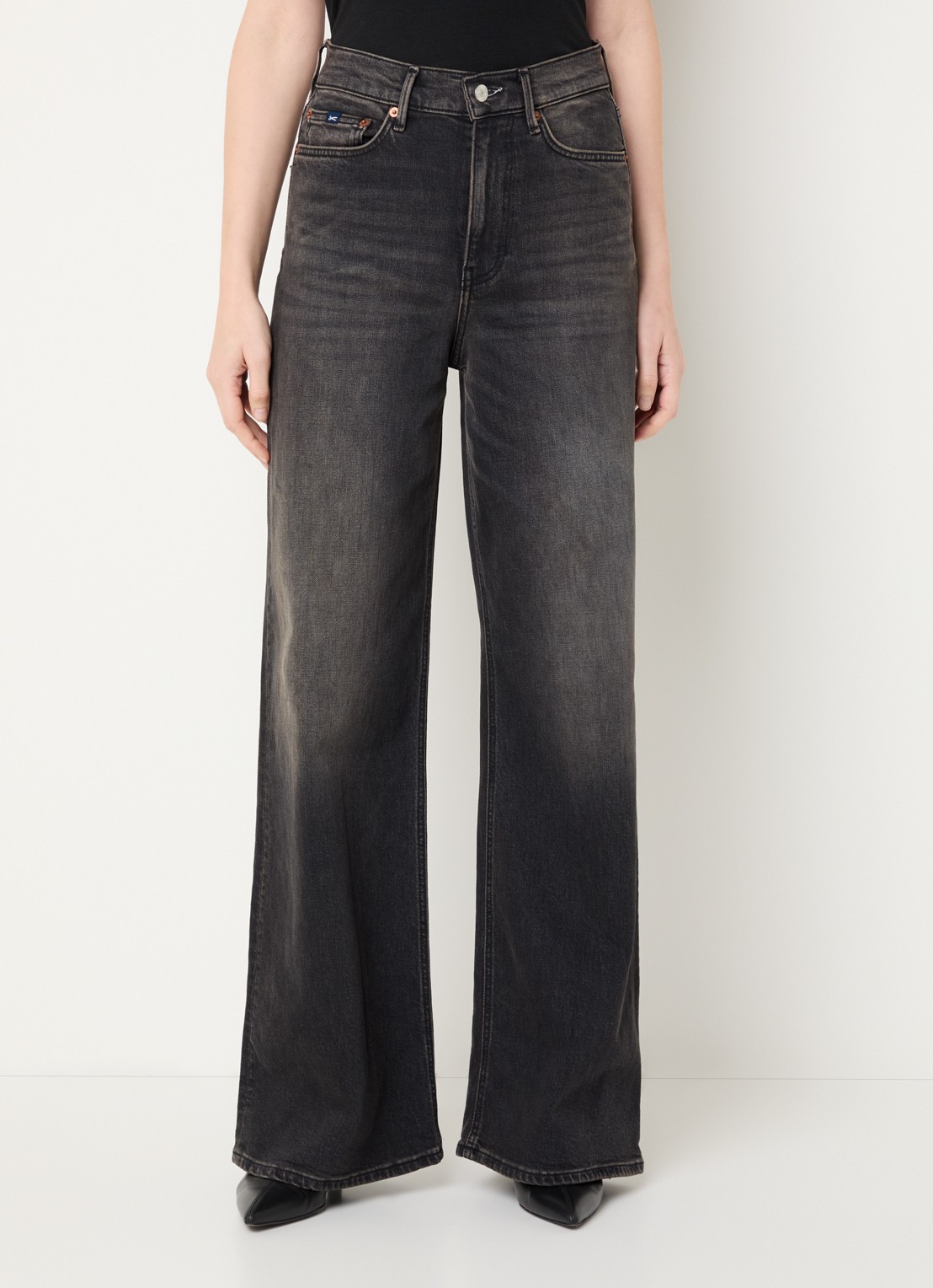 Denham Miku high waist flared jeans met gekleurde wassing  - detail 4 antraciet