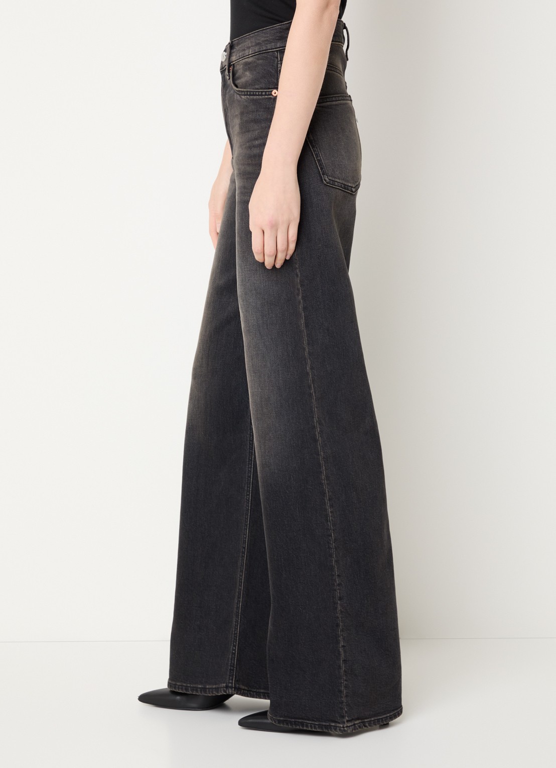 Denham Miku high waist flared jeans met gekleurde wassing  - detail 5 antraciet