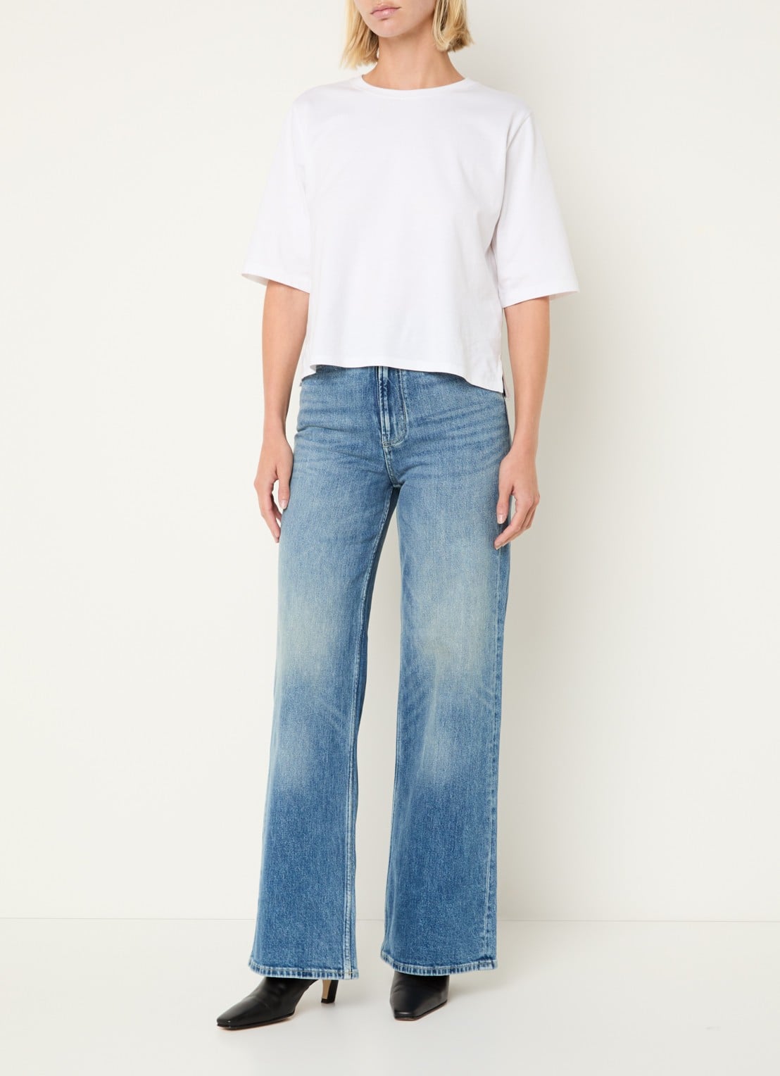 Denham Miku high waist flared jeans met medium wassing - voorkant 2 indigo