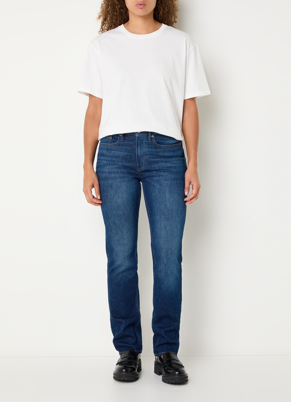Denham Mizuki high waist slim fit jeans met donkere wassing - voorkant 3 indigo