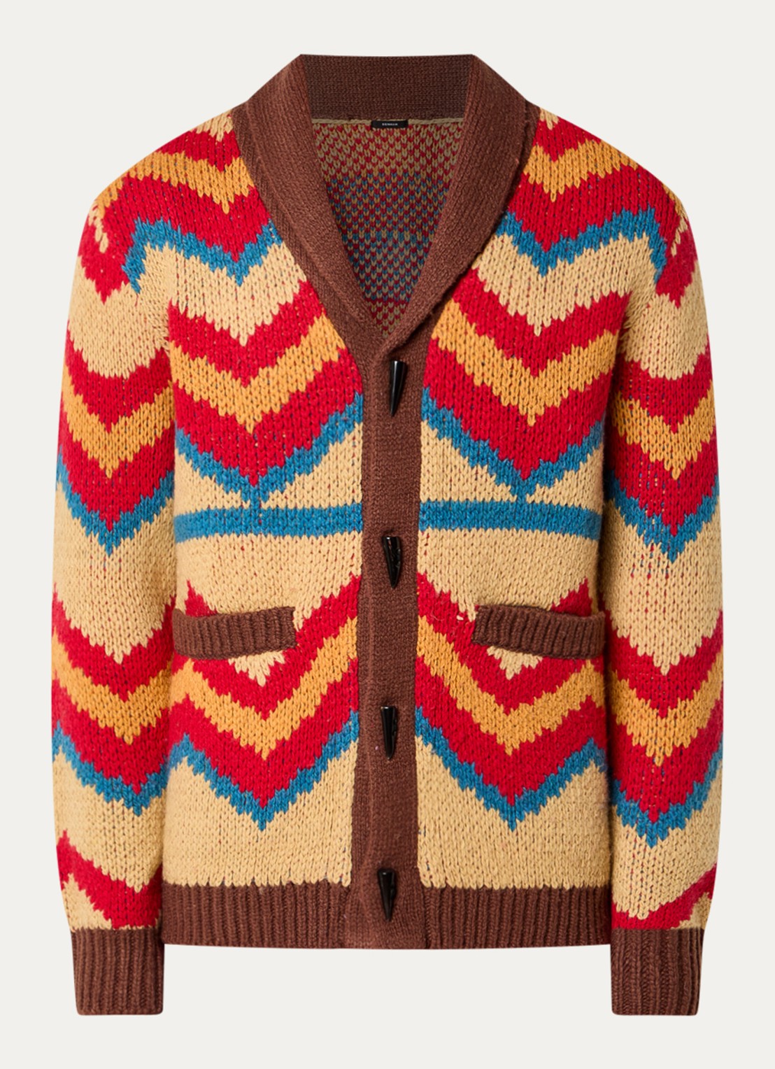 Denham Nikko grofgebreid vest in wolblend - voorkant 2 rood