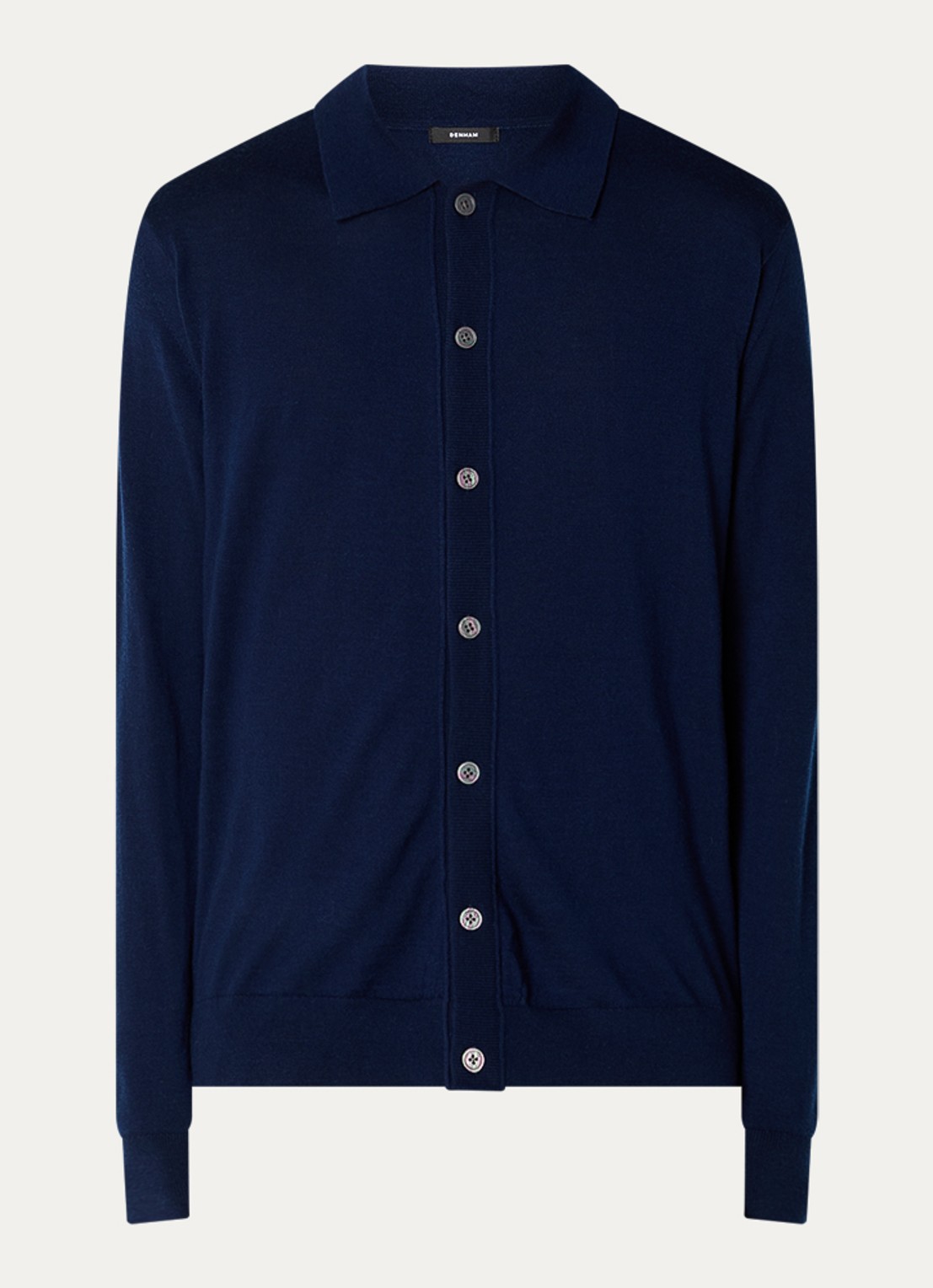 Denham Pico fijngebreid vest van wol - voorkant 3 donkerblauw