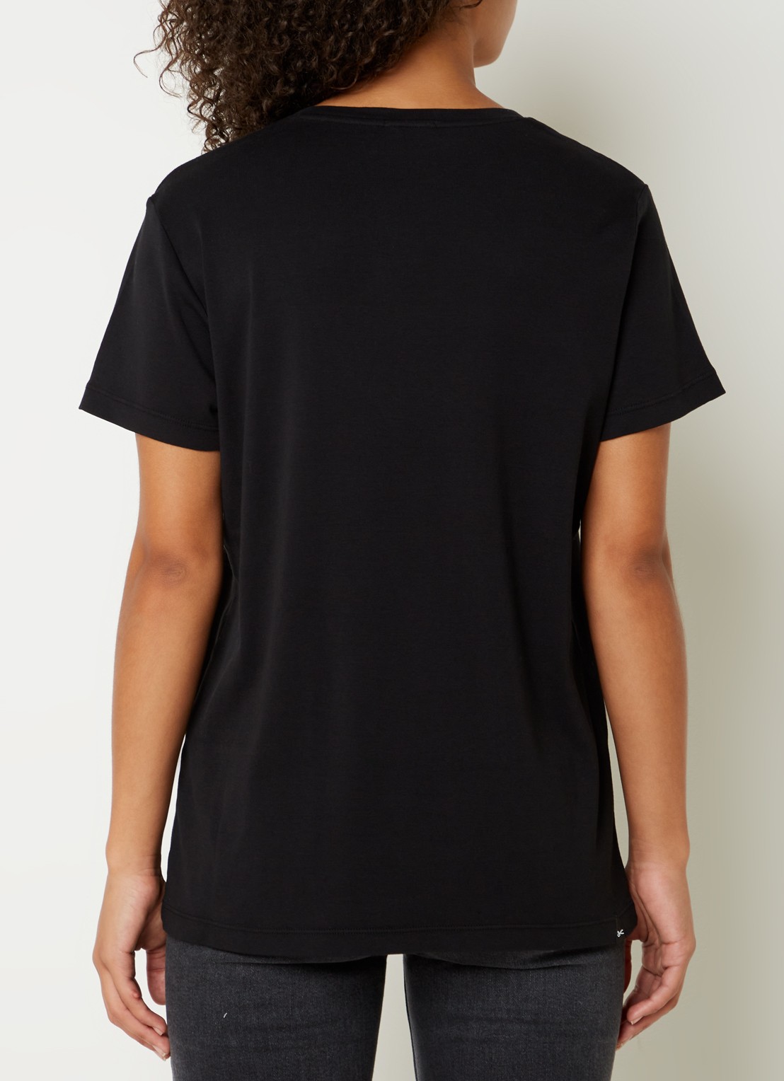 Denham Ramona T-shirt met V-hals en logo  - achterkant 3 zwart