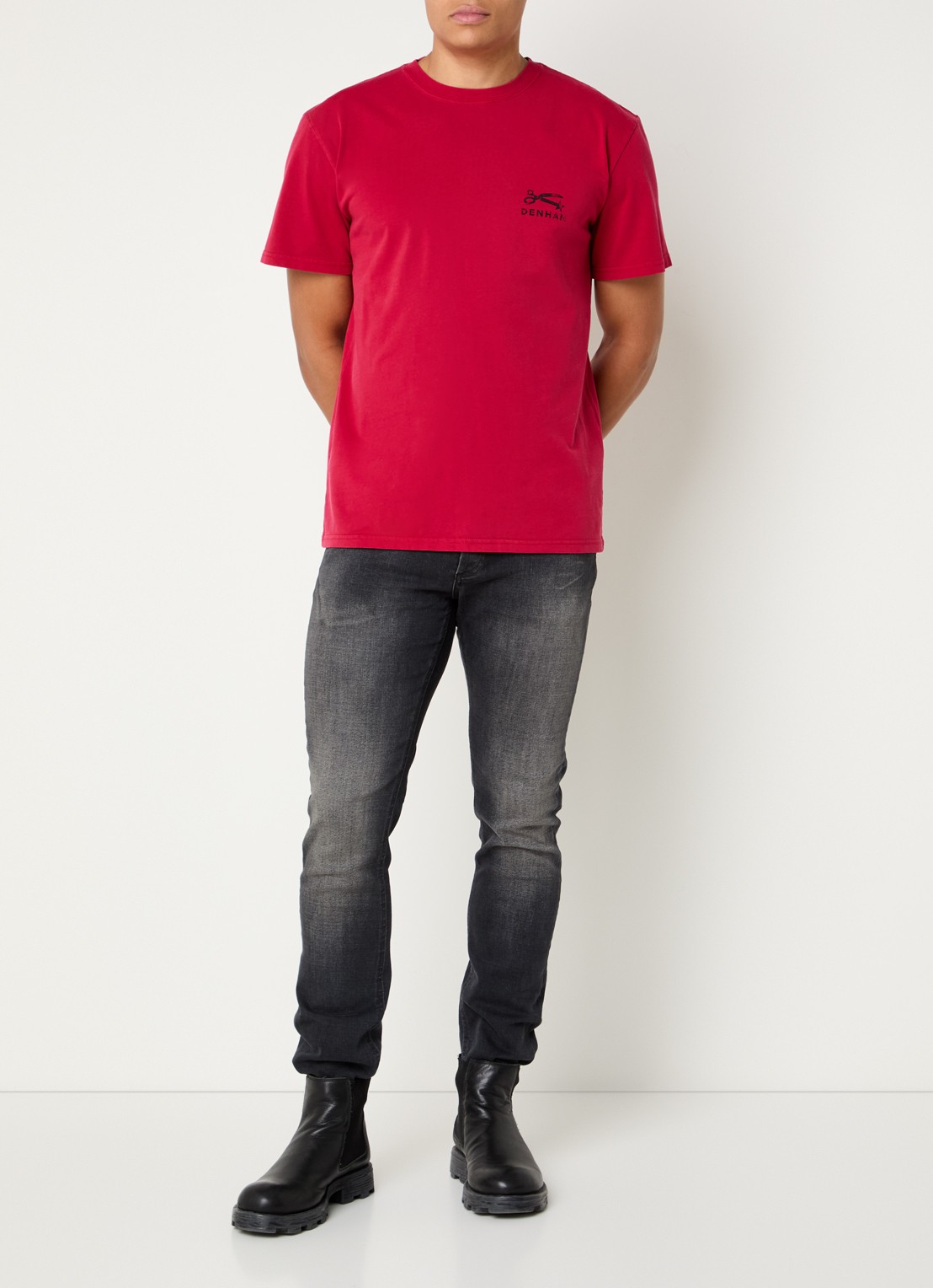 Denham Razor Duke slim fit jeans met gekleurde wassing - voorkant 3 zwart