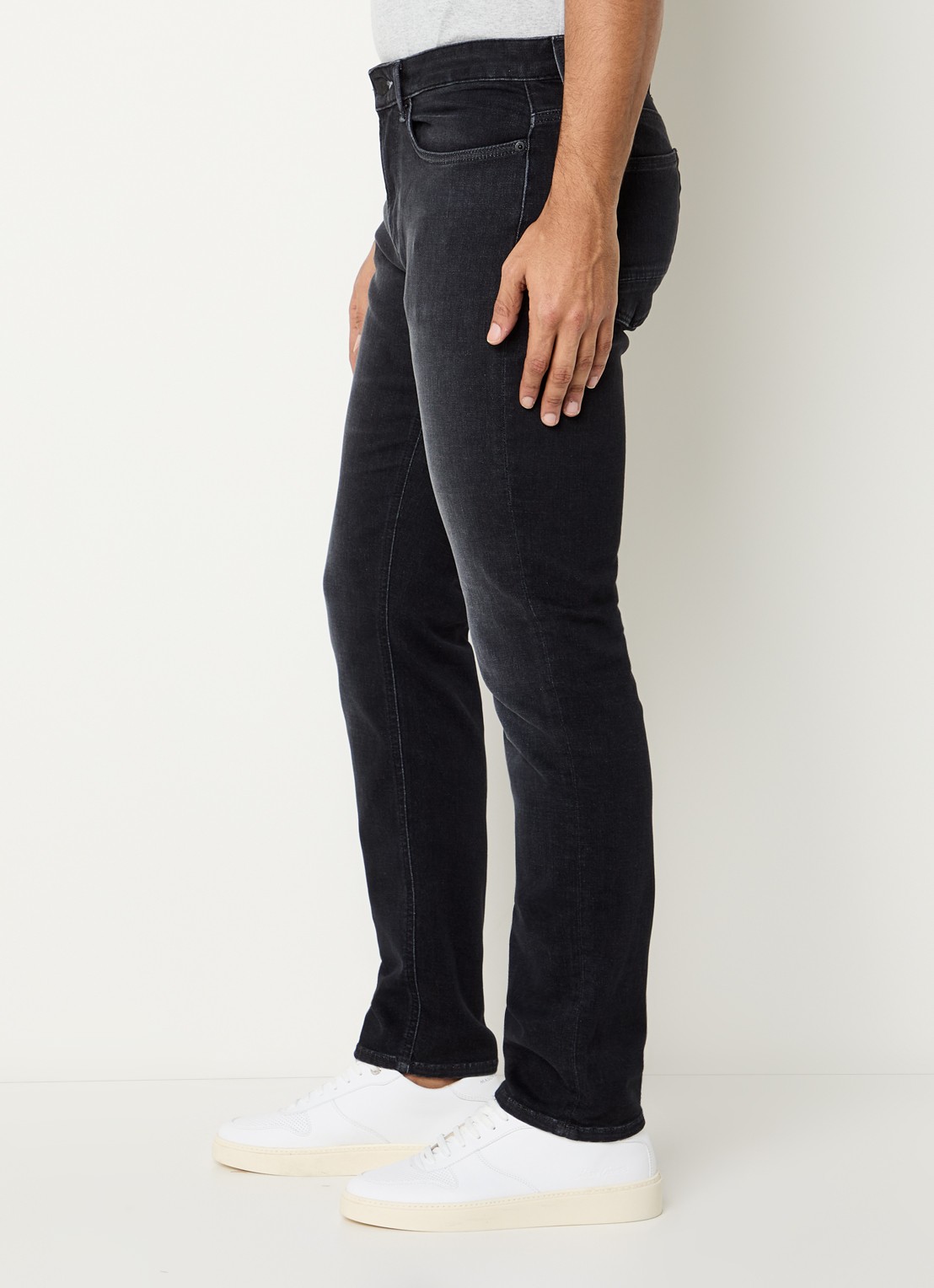 Denham Razor slim fit jeans met gekleurde wassing - detail 3 antraciet
