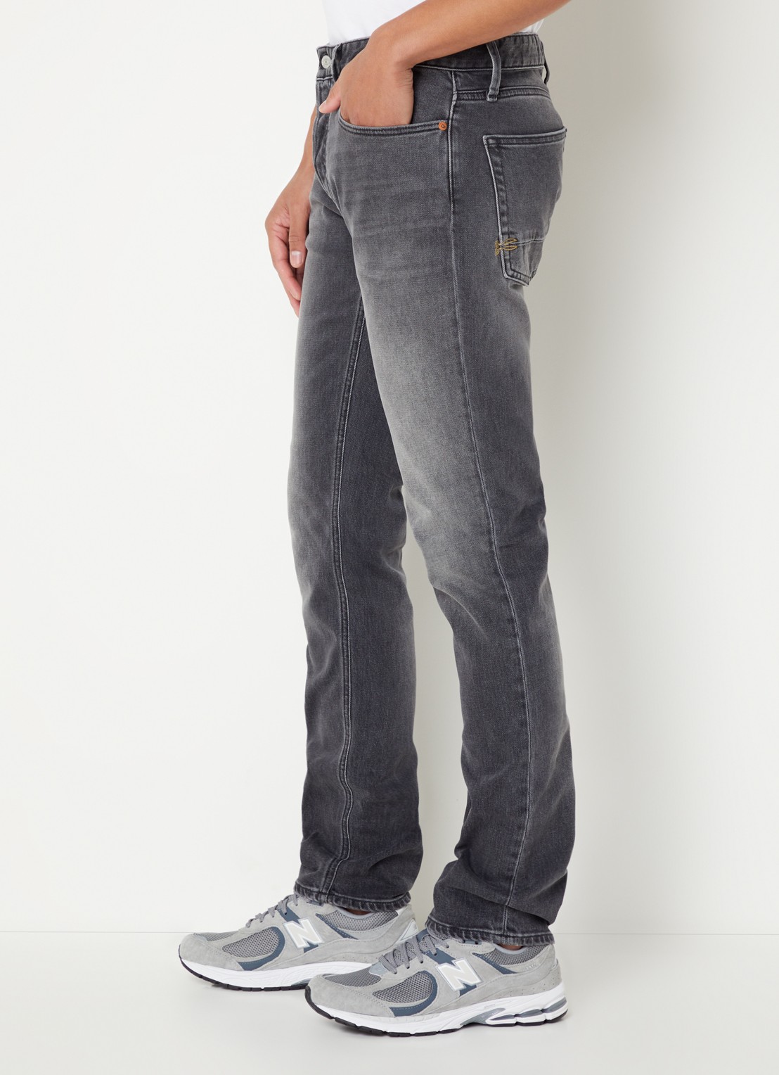 Denham Razor slim fit jeans met gekleurde wassing - detail 5 donkergrijs