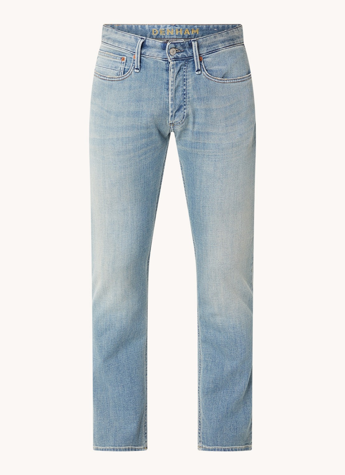 Denham Razor slim fit jeans met lichte wassing - voorkant 2 indigo