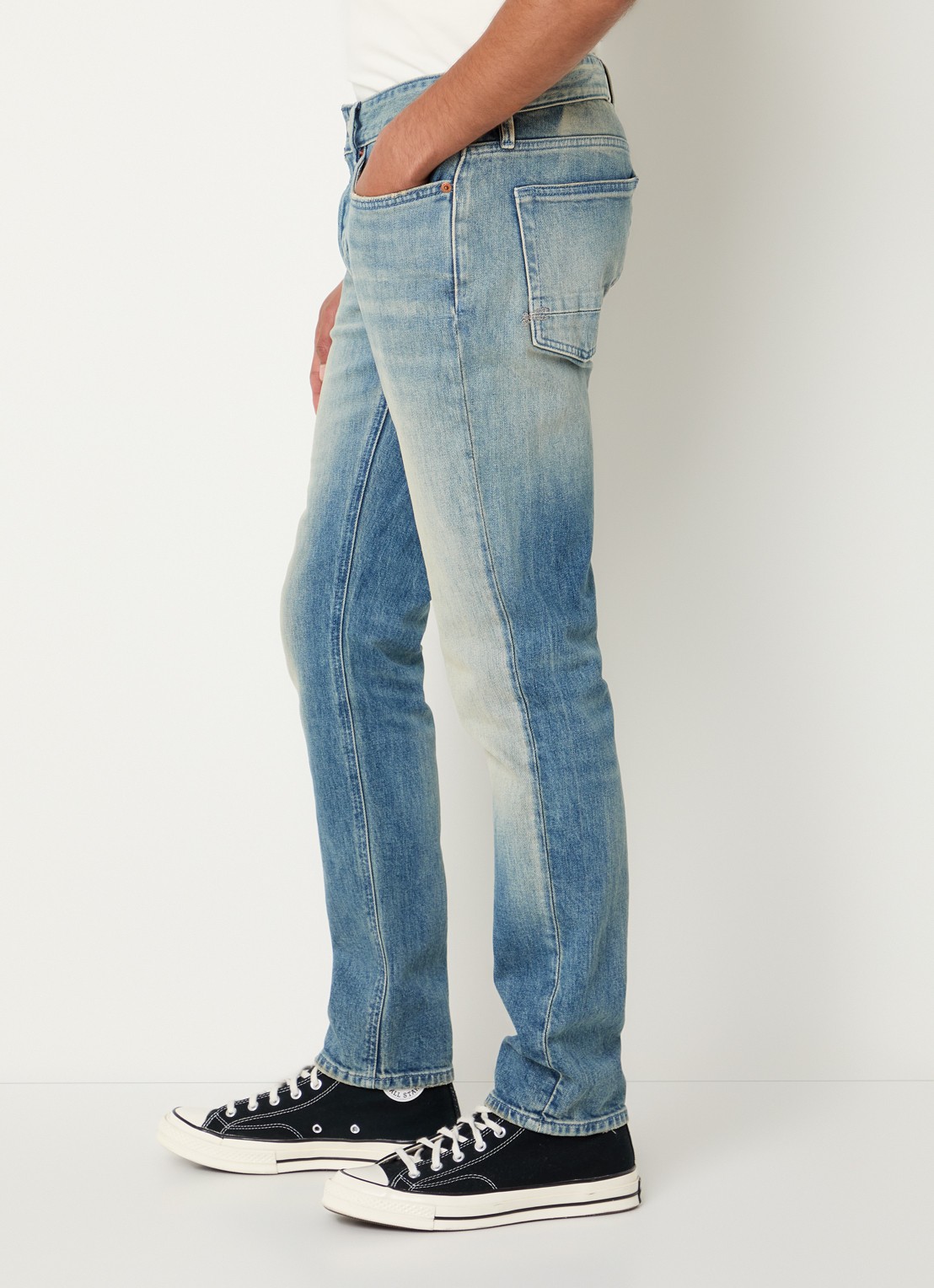 Denham Razor slim fit jeans met medium wassing - detail 4 indigo