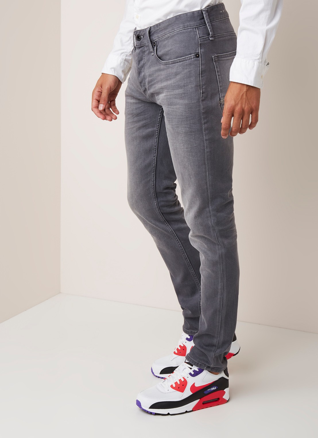 Denham Razor slim fit jeans met stretch - detail 2 middengrijs