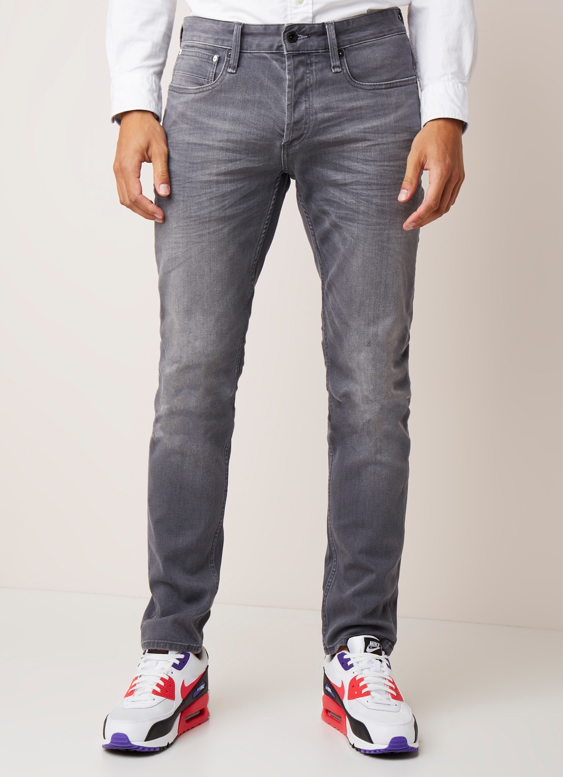 Denham Razor slim fit jeans met stretch - detail 3 middengrijs