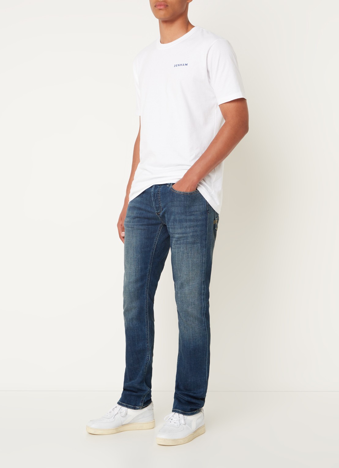 Denham Razor slim fit jeans met stretch - voorkant 2 indigo