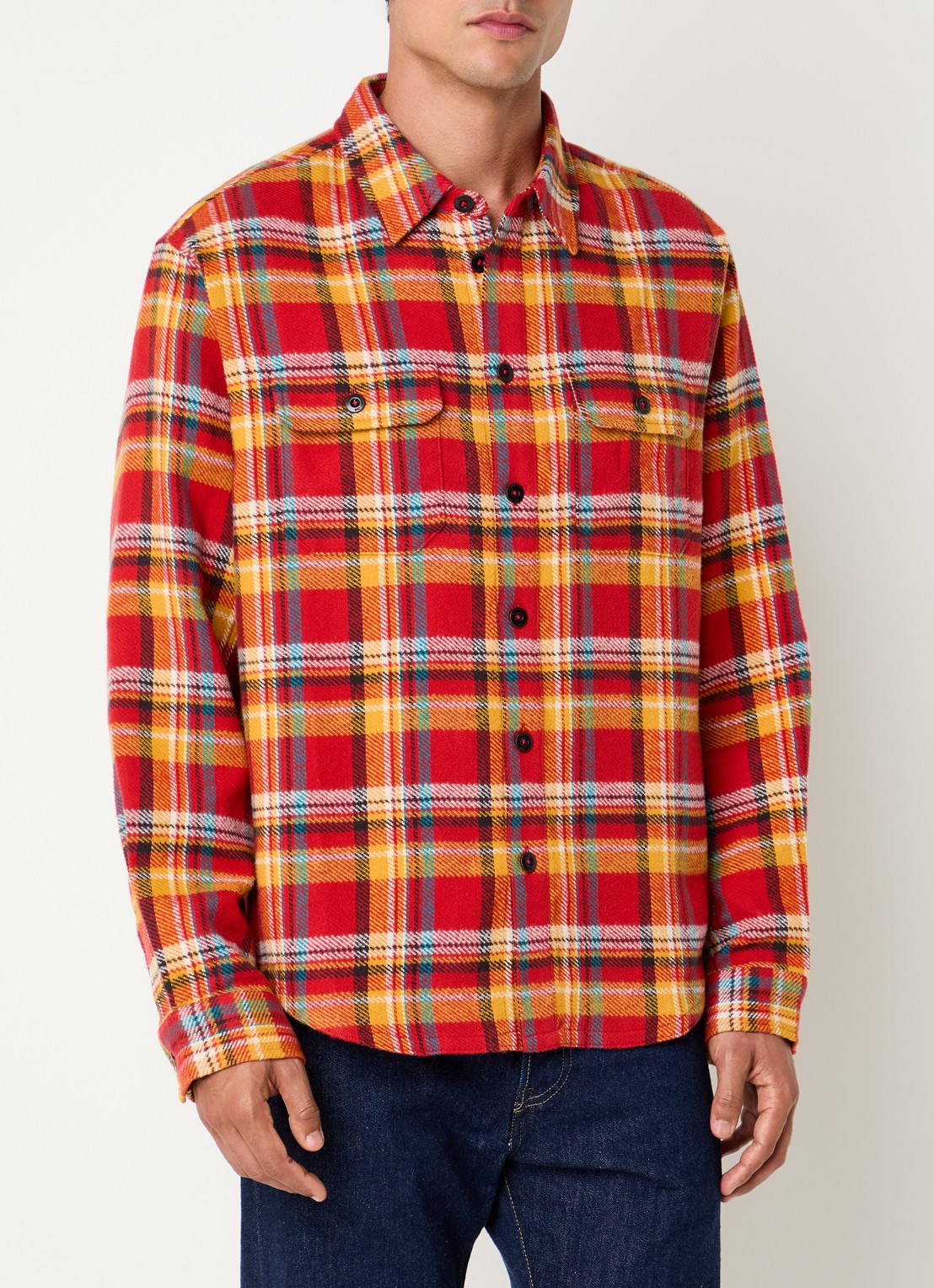 Denham Regular fit overshirt met borstzakken - detail rood