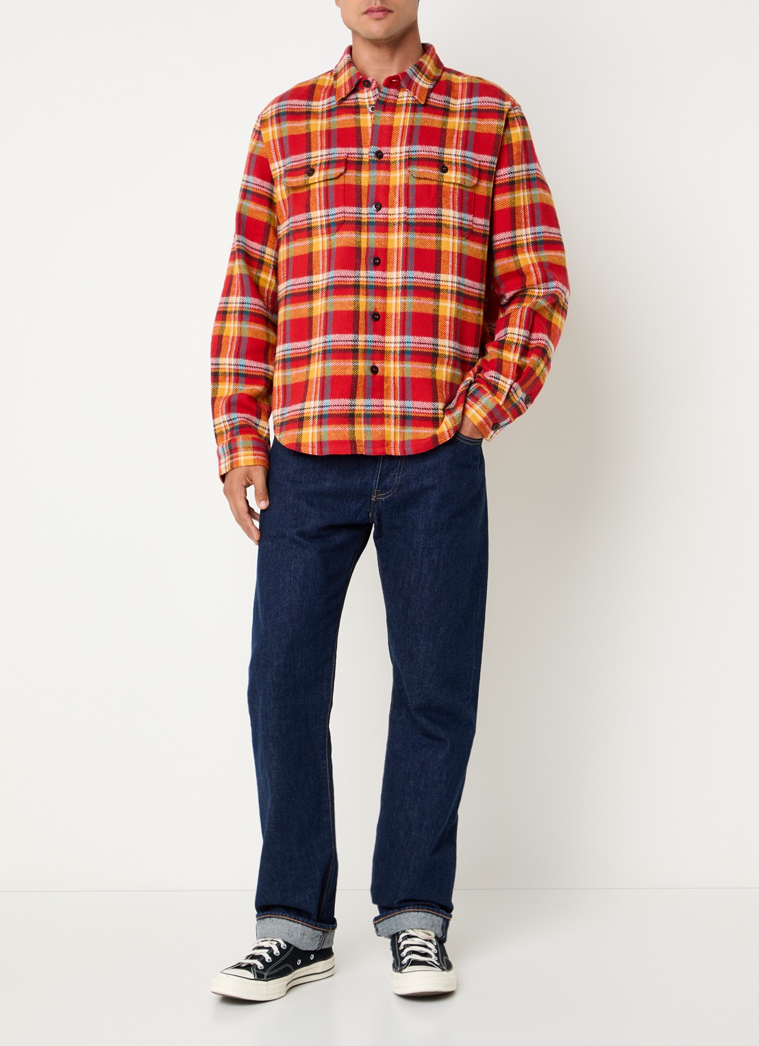 Denham Regular fit overshirt met borstzakken - voorkant 4 rood