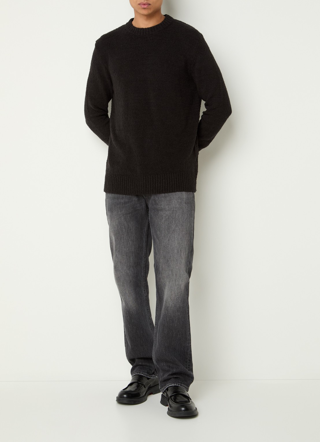 Denham Ridge C Liam straight leg jeans met gekleurde wassing - voorkant 5 donkergrijs