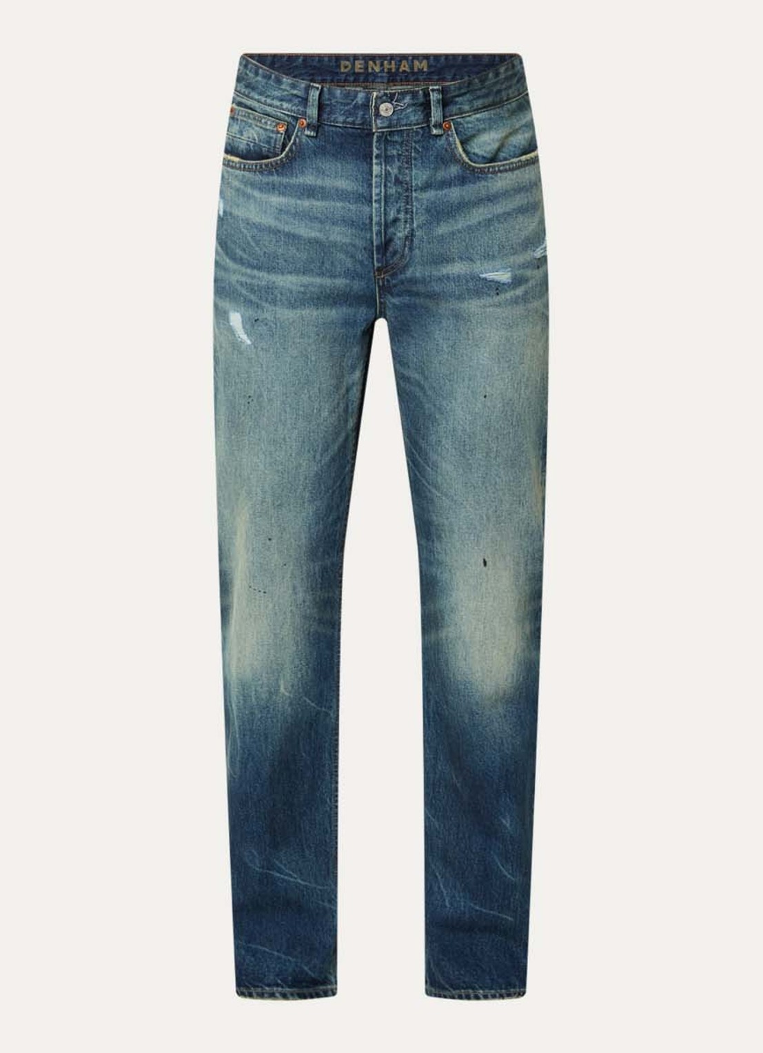 Denham Ridge R Jackson straight leg jeans met donkere wassing - voorkant 3 indigo