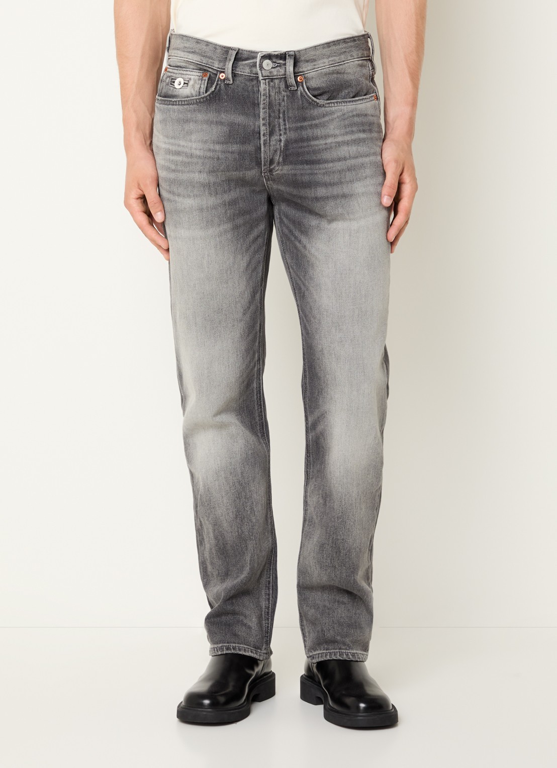 Denham Ridge slim fit jeans met gekleurde wassing  - detail 3 grijs
