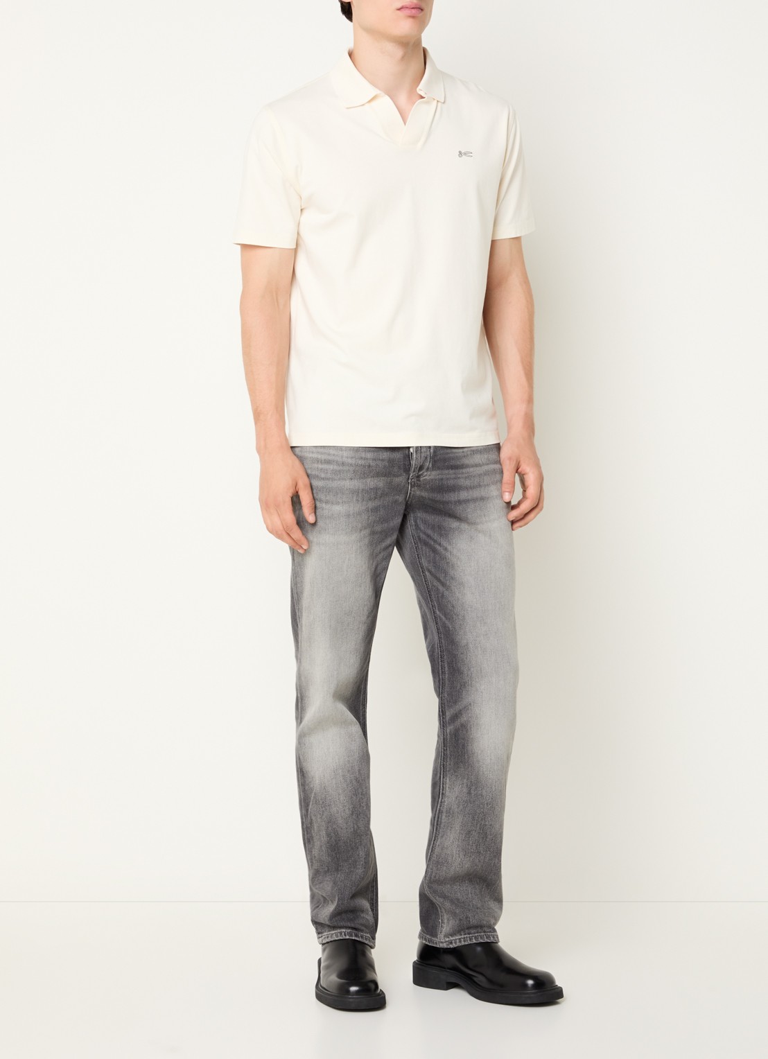 Denham Ridge slim fit jeans met gekleurde wassing  - voorkant 2 grijs