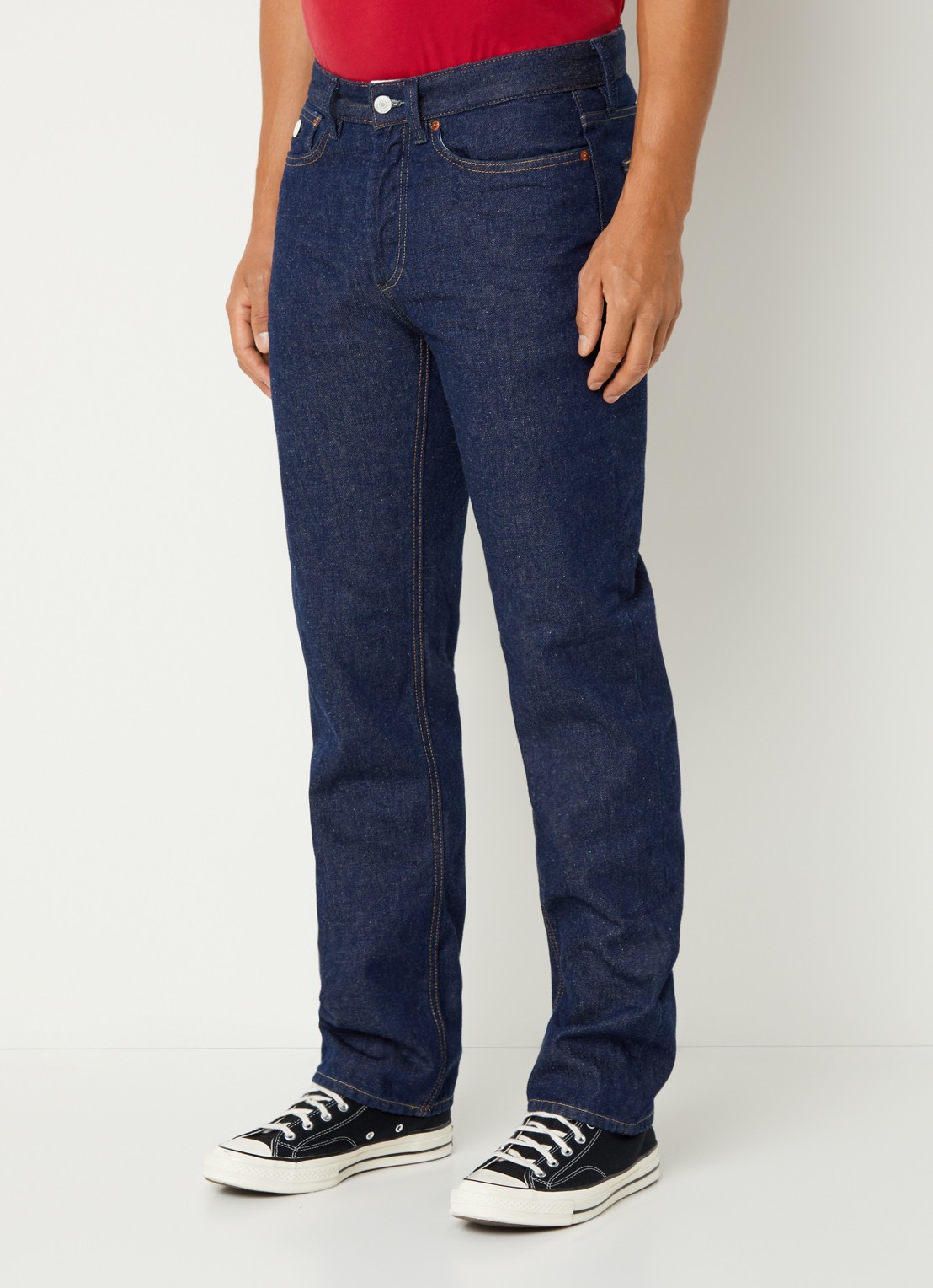 Denham Ridge straight fit jeans met donkere wassing - detail indigo