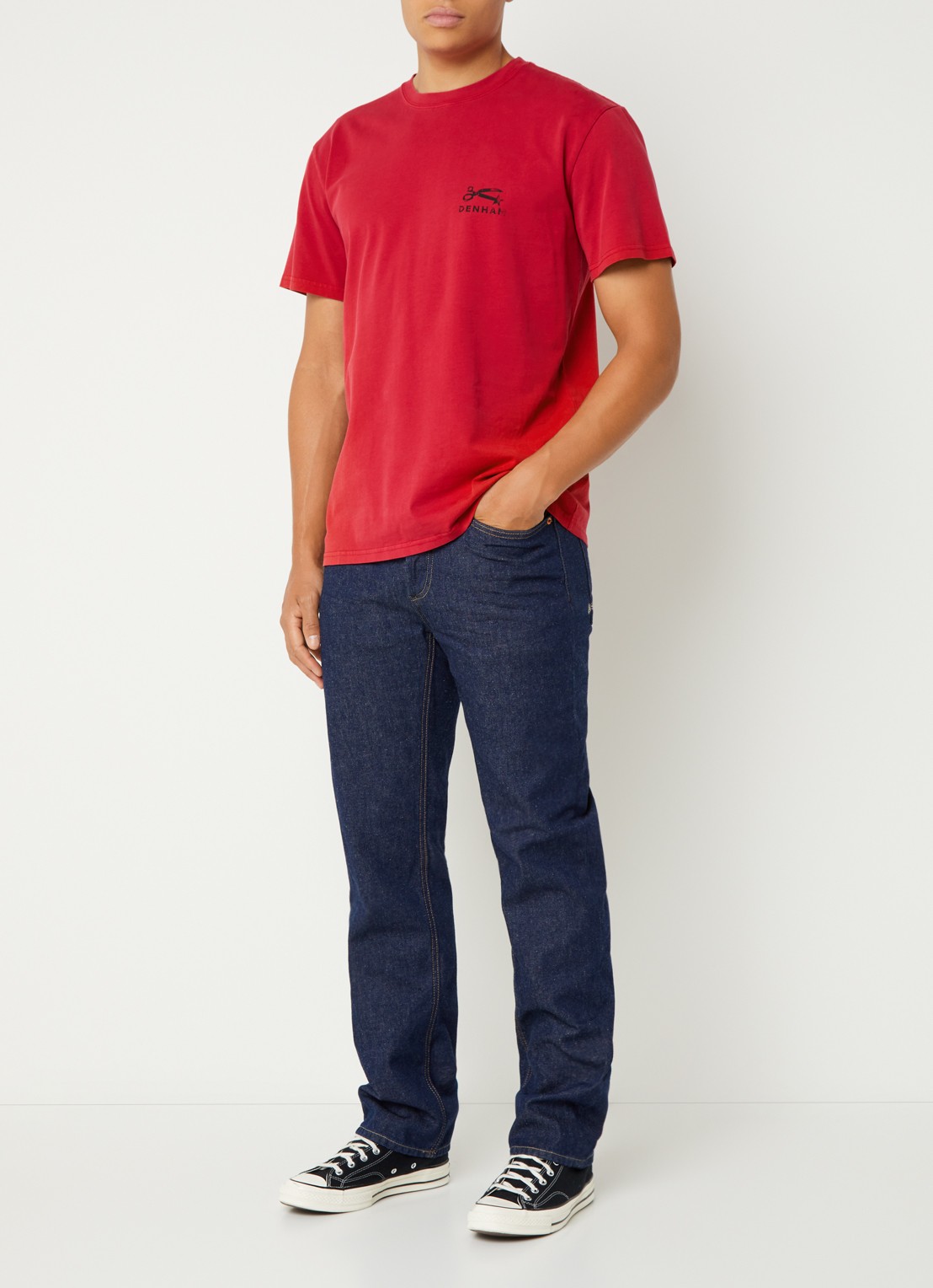 Denham Ridge straight fit jeans met donkere wassing - voorkant 6 indigo