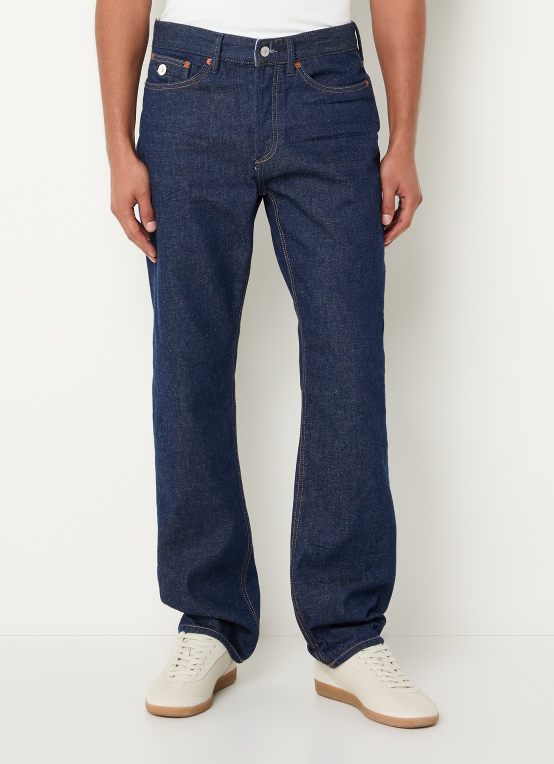 Denham Ridge straight fit jeans met donkere wassing - detail 3 indigo