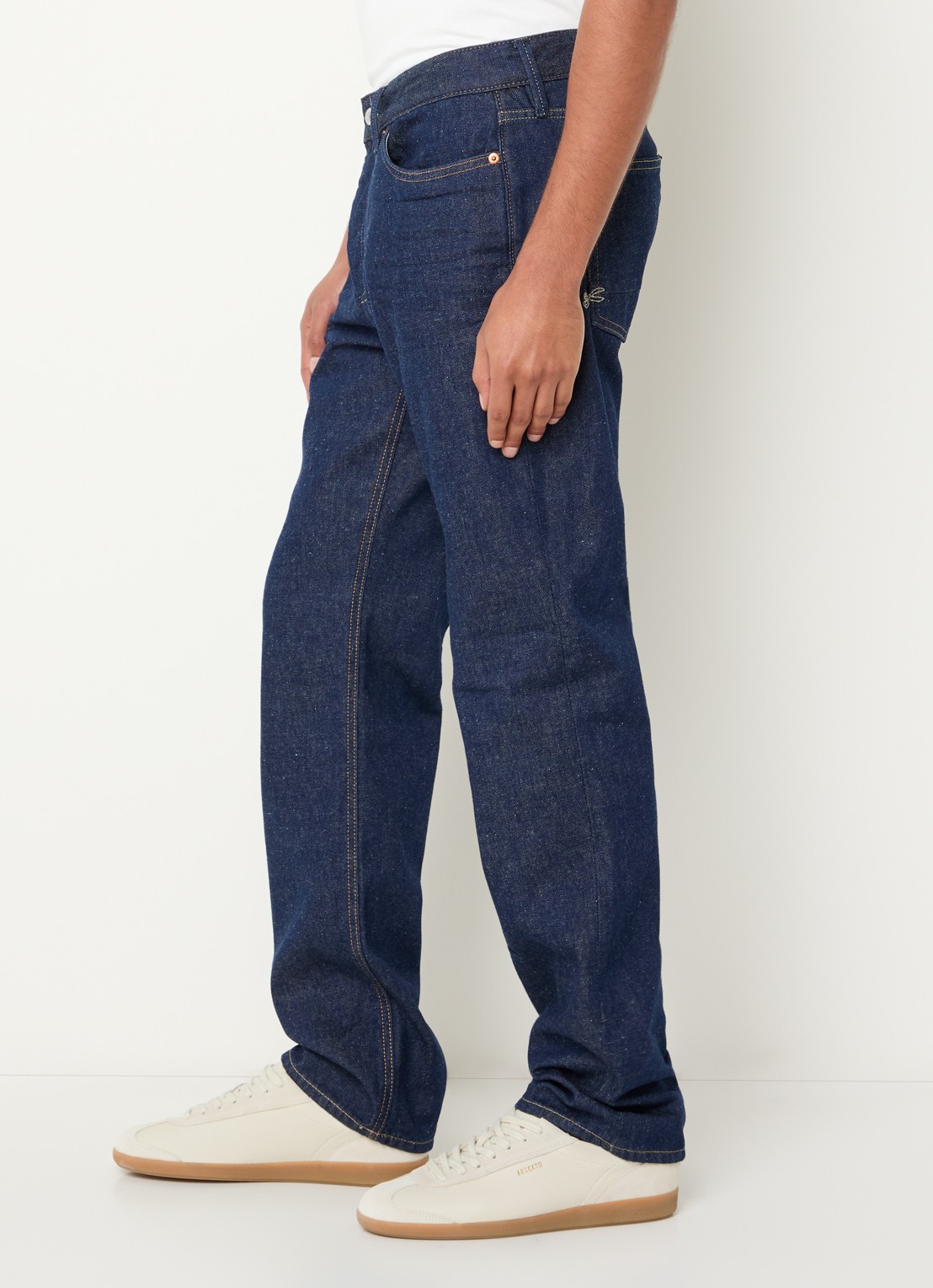 Denham Ridge straight fit jeans met donkere wassing - detail 4 indigo
