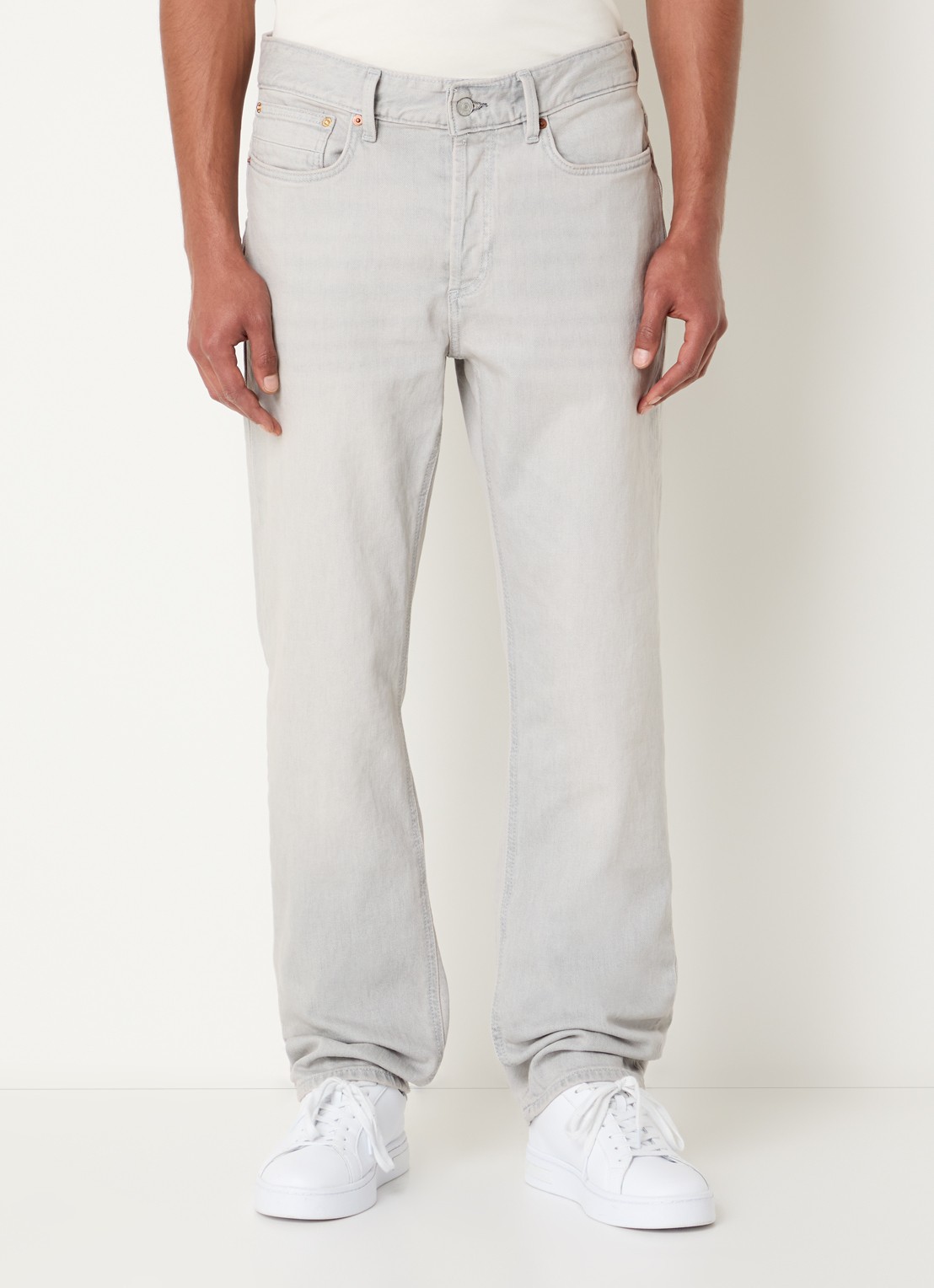 Denham Ridge straight fit jeans met steekzakken - detail 4 grijs