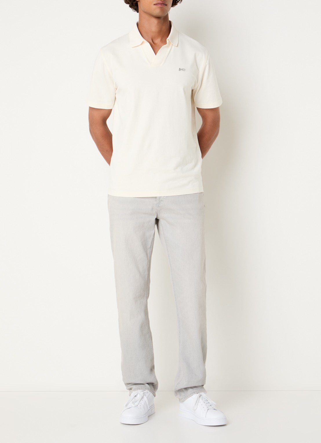 Denham Ridge straight fit jeans met steekzakken - voorkant 3 grijs