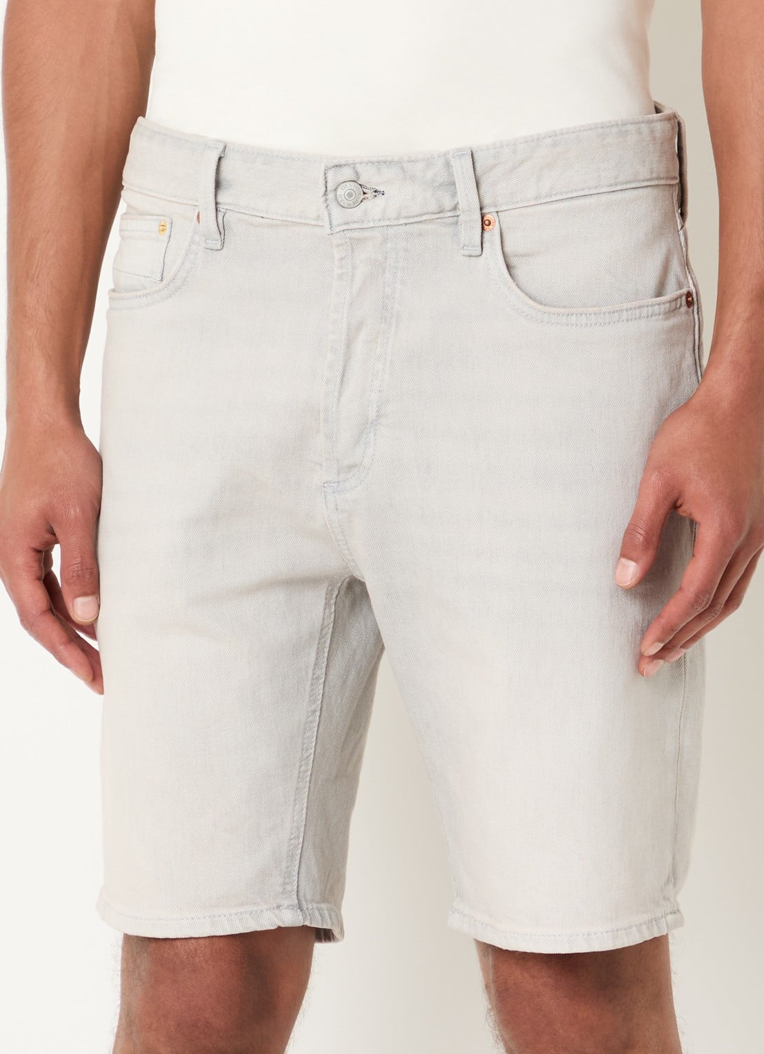 Denham Ridge straight fit korte broek van denim - detail 4 grijs