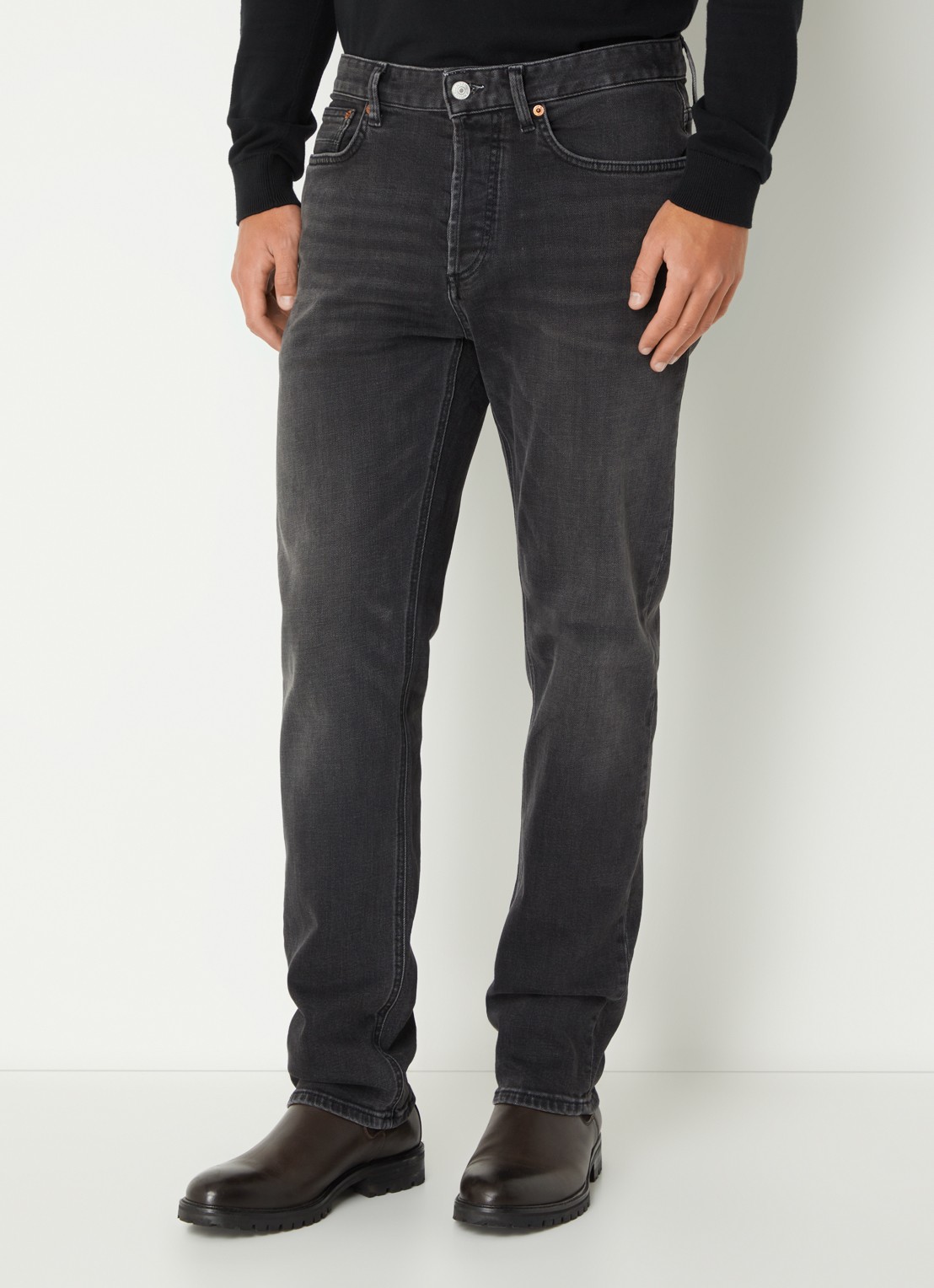 Denham Ridge straight leg jeans met gekleurde wassing - detail zwart