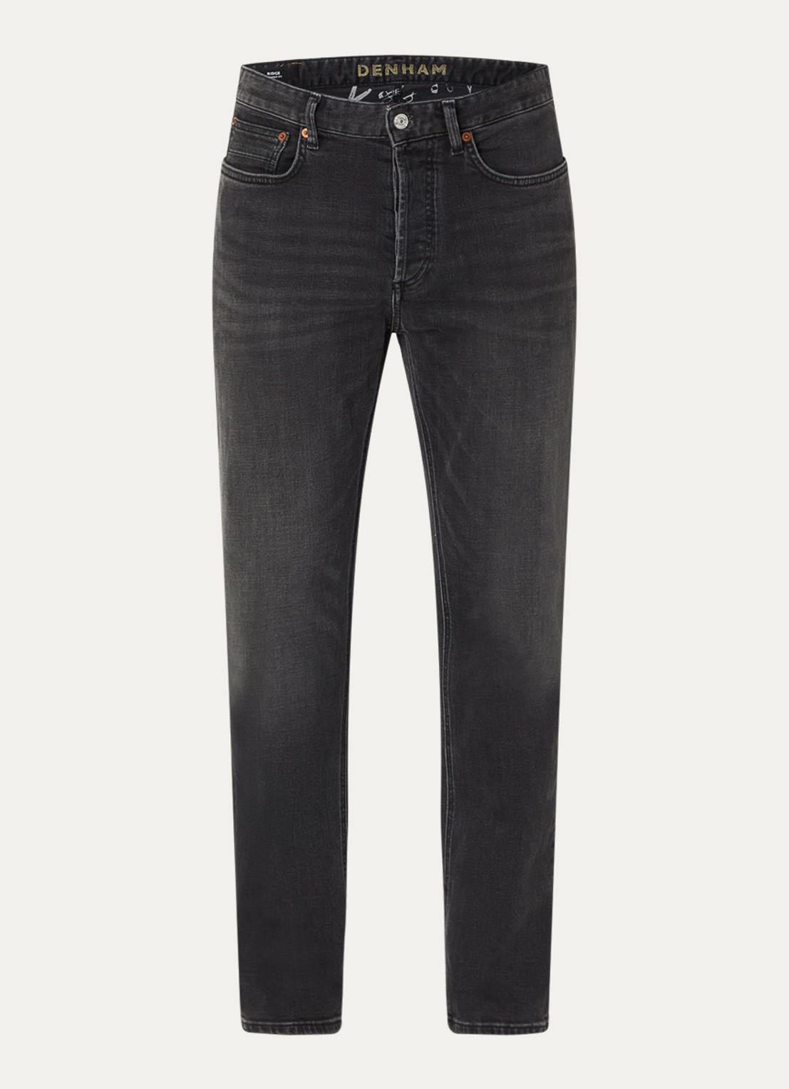 Denham Ridge straight leg jeans met gekleurde wassing - voorkant 3 zwart