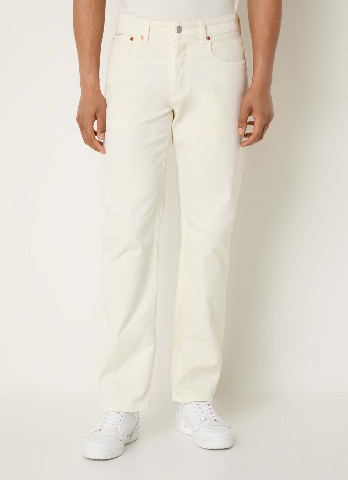 Denham Ridge straight leg jeans met gekleurde wassing - detail 4 gebroken wit