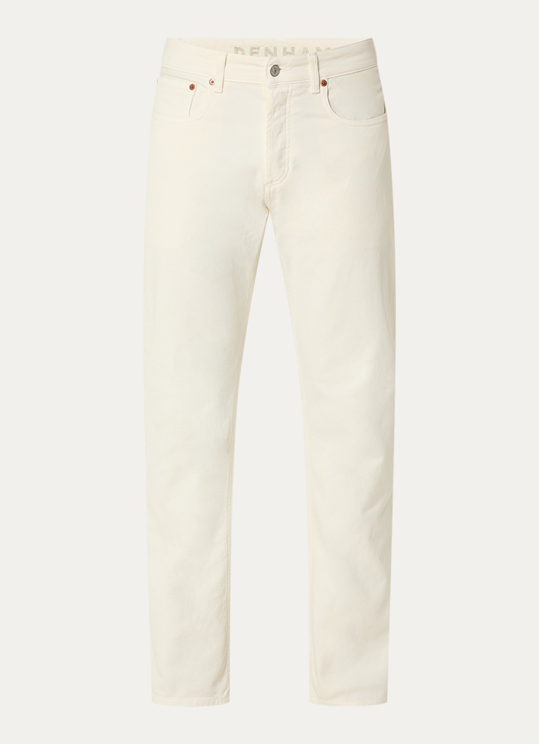 Denham Ridge straight leg jeans met gekleurde wassing - voorkant gebroken wit