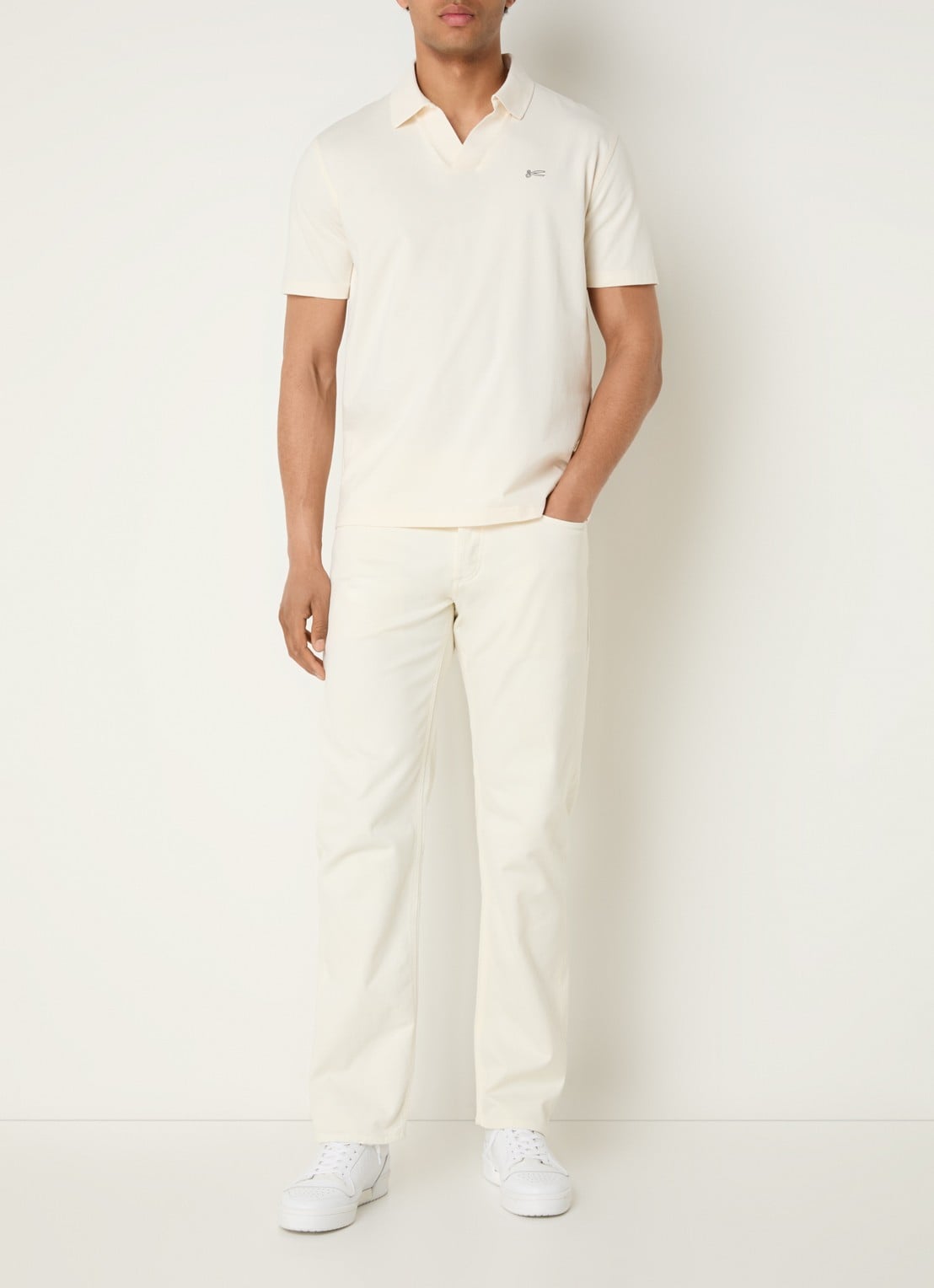 Denham Ridge straight leg jeans met gekleurde wassing - voorkant 2 gebroken wit