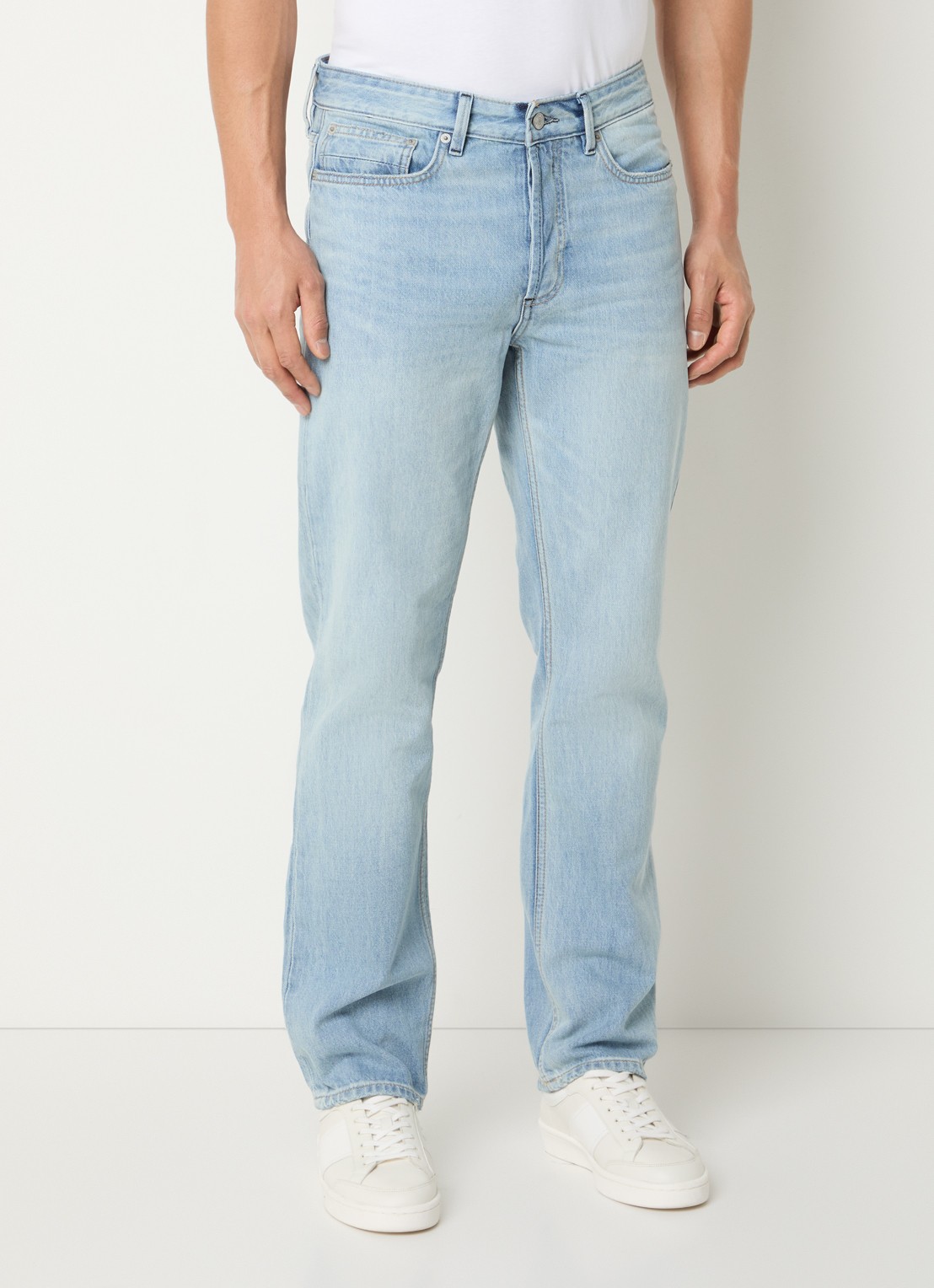 Denham Ridge straight leg jeans met lichte wassing - detail indigo