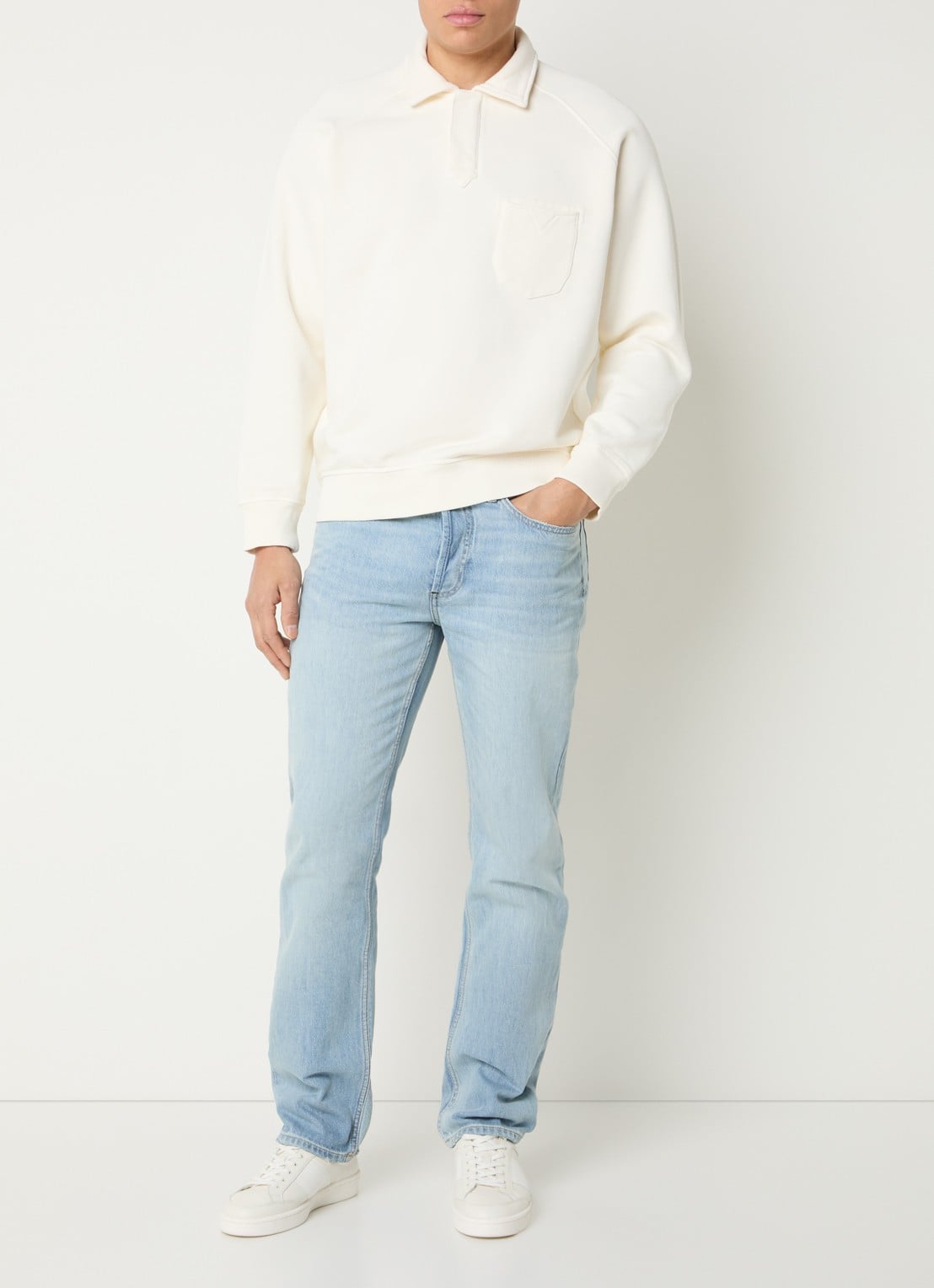 Denham Ridge straight leg jeans met lichte wassing - voorkant 4 indigo