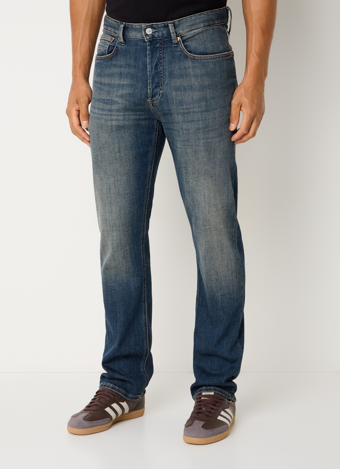 Denham Ridge straight leg jeans met medium wassing - detail 2 indigo