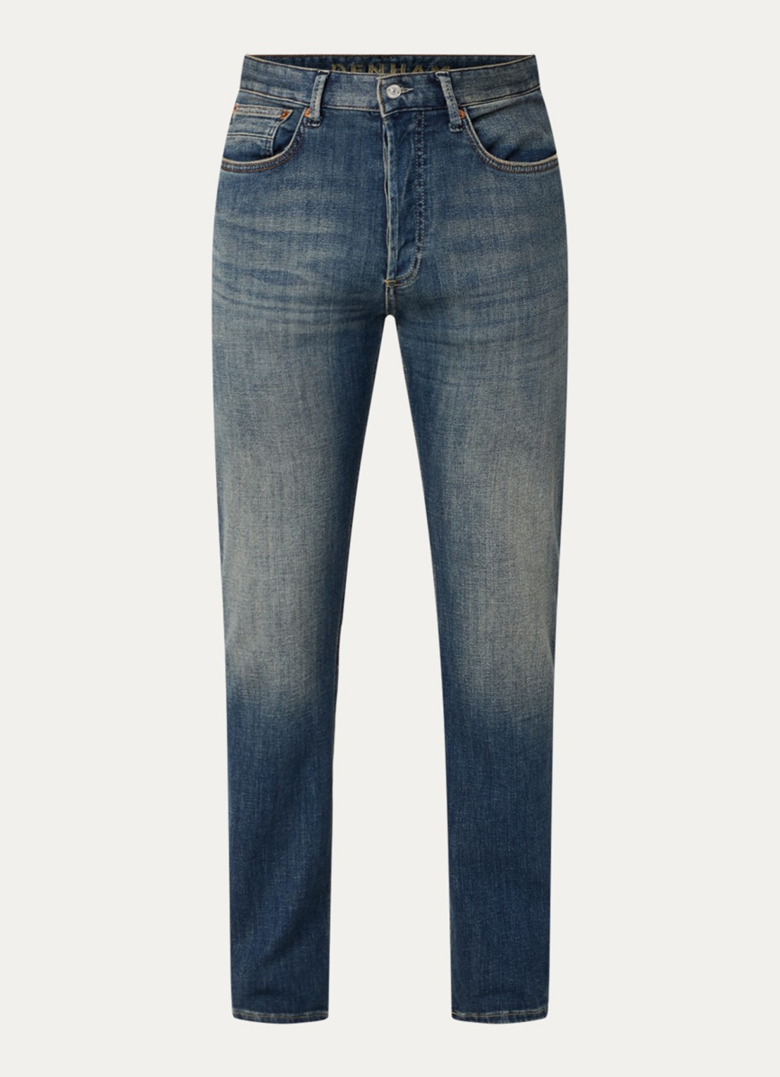 Denham Ridge straight leg jeans met medium wassing - voorkant 4 indigo