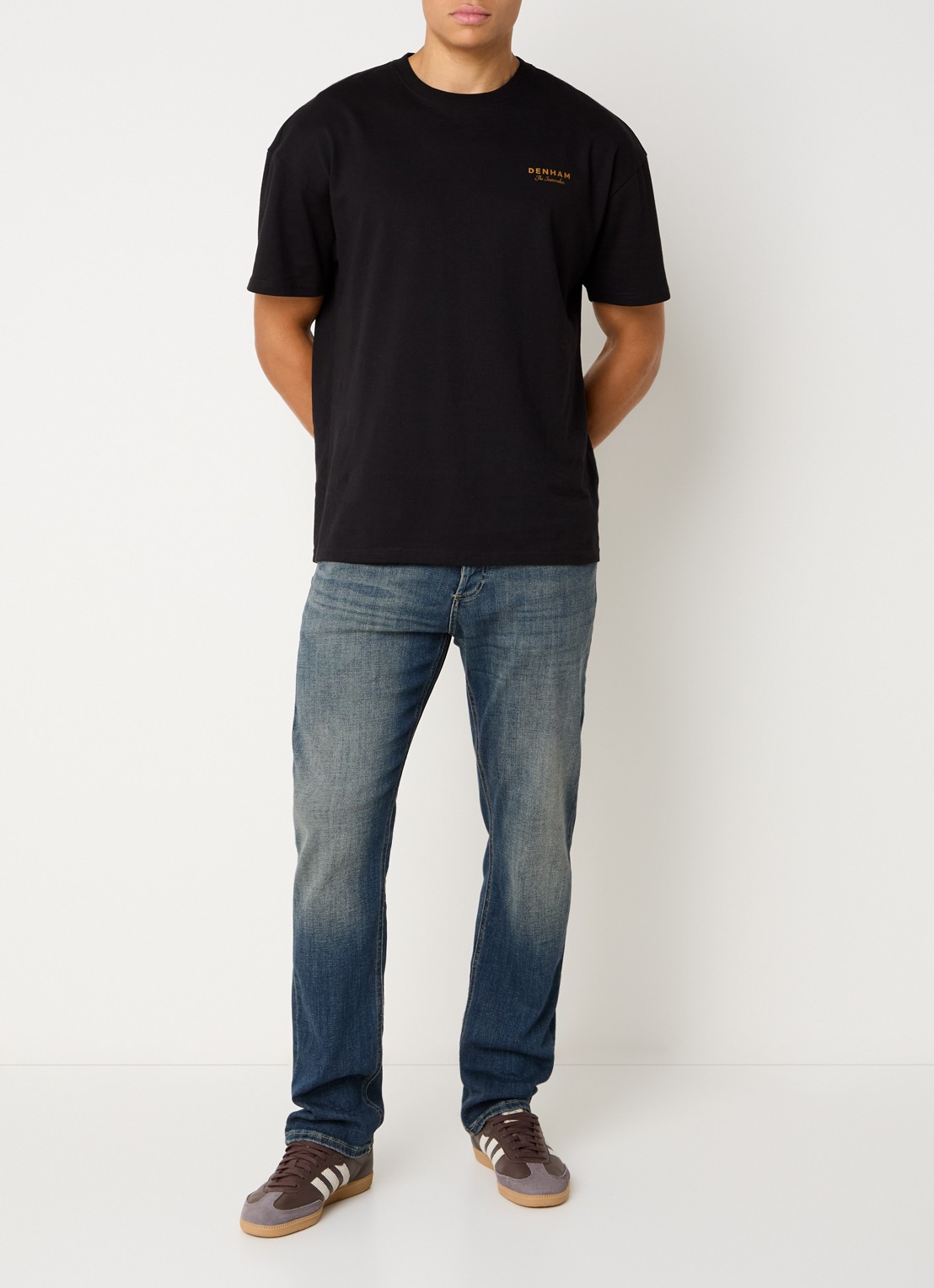 Denham Ridge straight leg jeans met medium wassing - voorkant 5 indigo