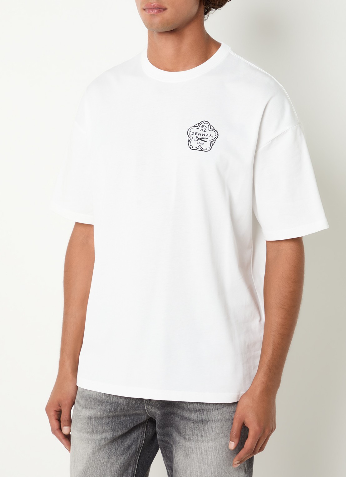 Denham Roots T-shirt met logo- en backprint - achterkant 2 wit