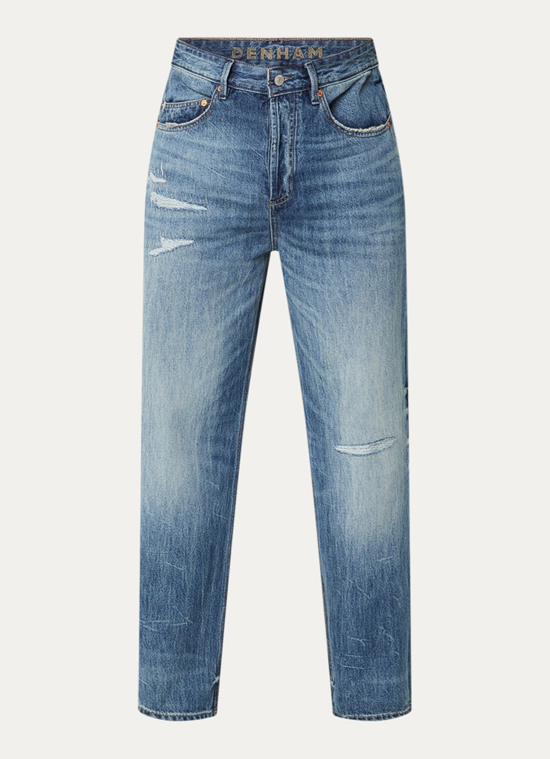 Denham Sasuke R 040 loose fit jeans met lichte wassing - voorkant indigo