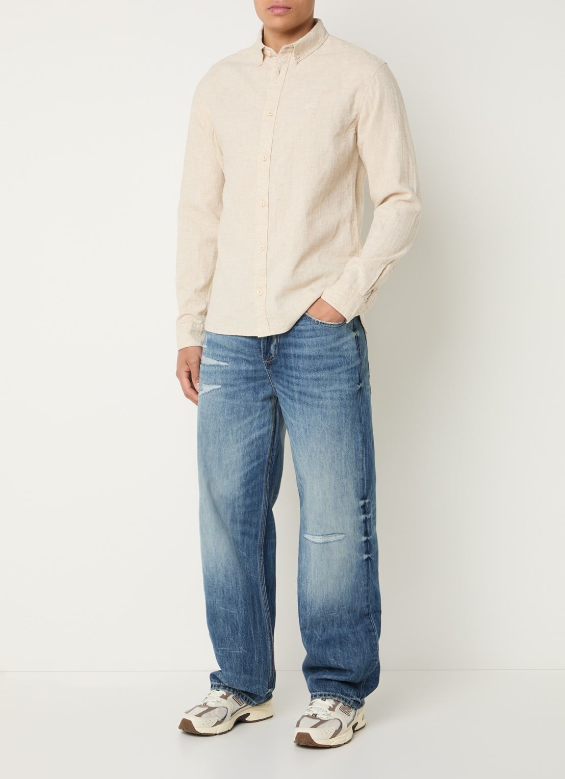 Denham Sasuke R 040 loose fit jeans met lichte wassing - voorkant 2 indigo