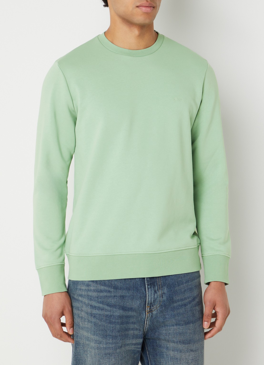 Denham Scissor sweater met logoborduring - detail 3 lichtgroen