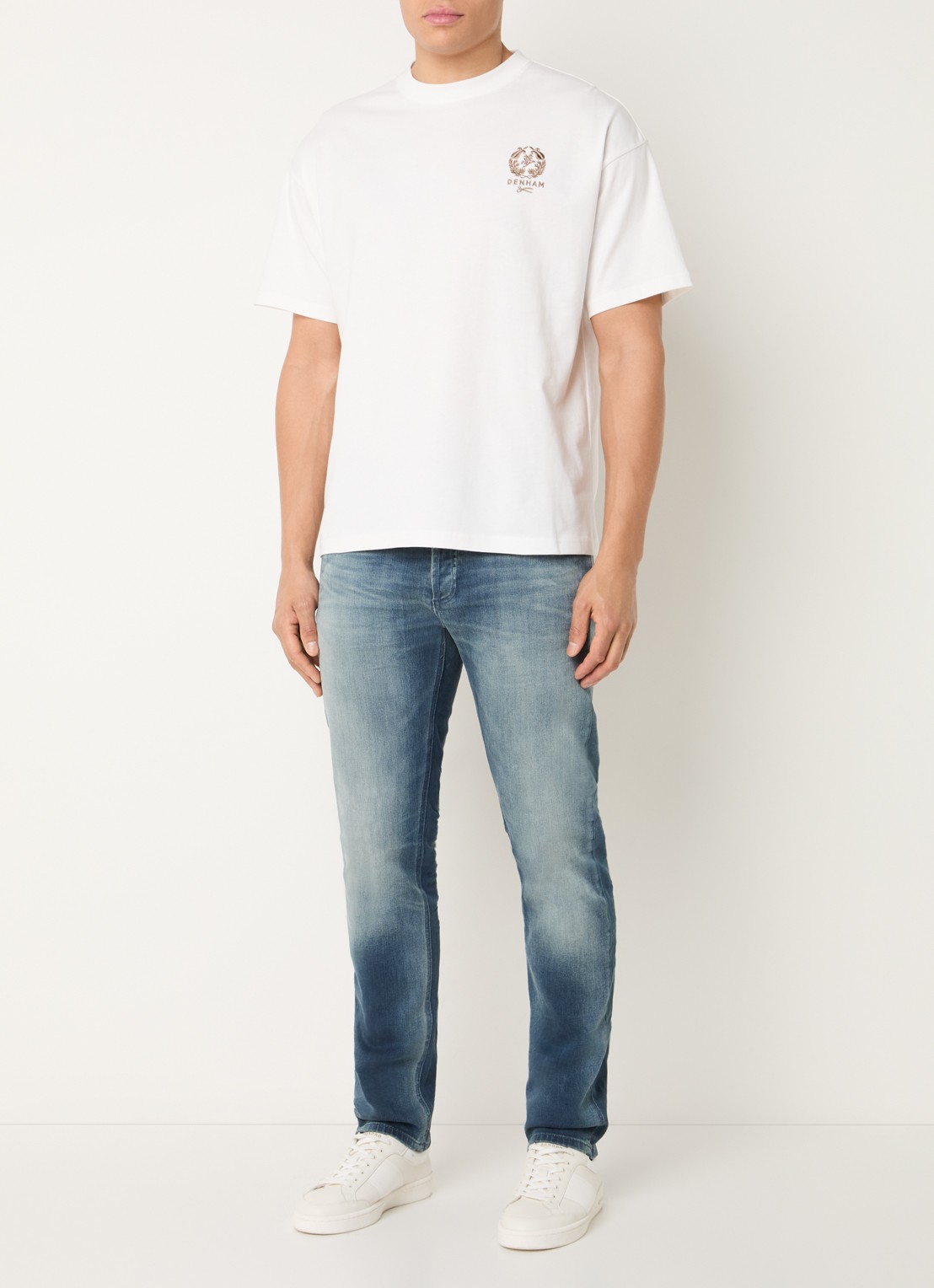 Denham Seal T-shirt met logoborduring - voorkant 4 wit