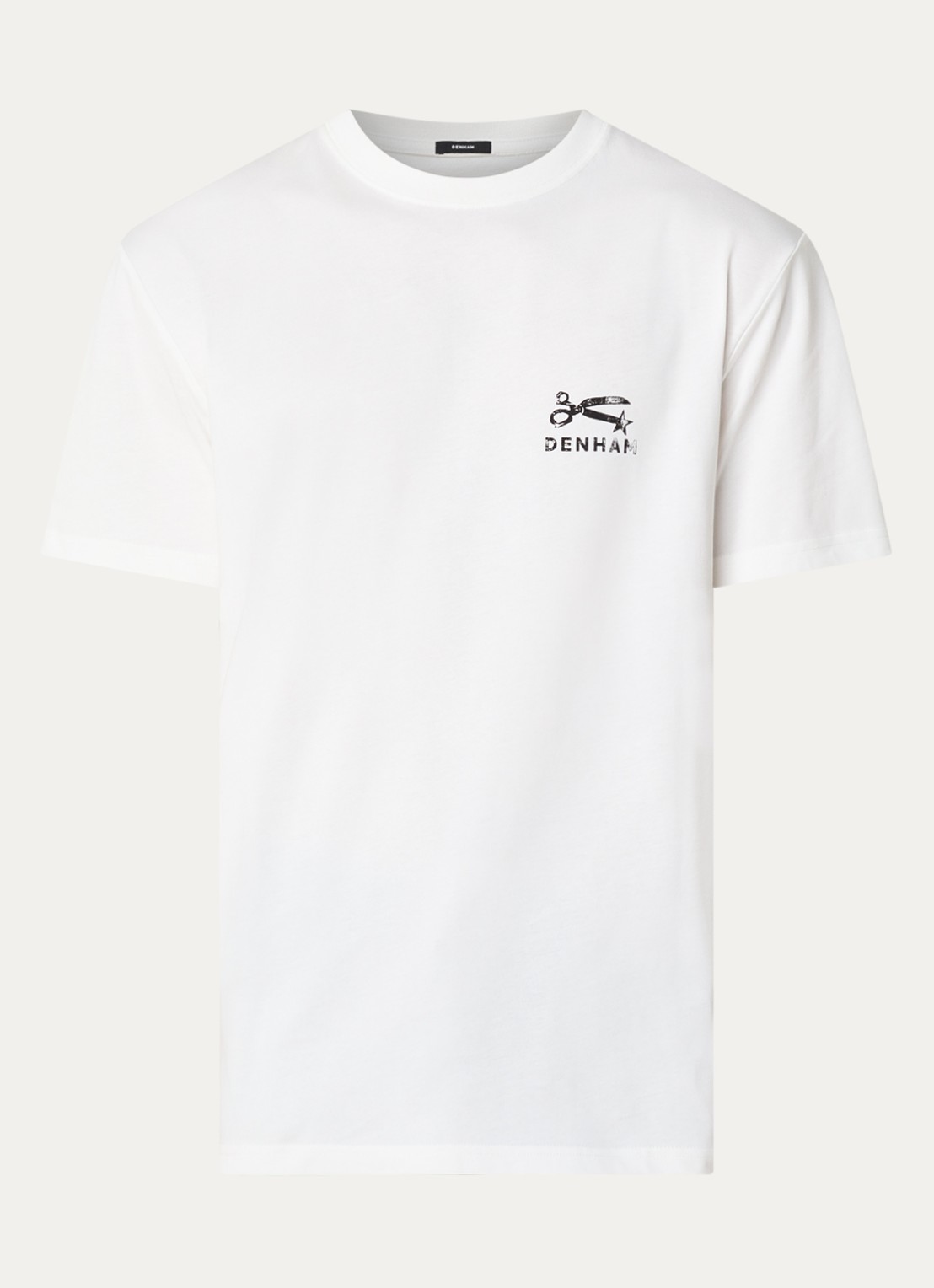 Denham Shot T-shirt met logo- en backprint - voorkant wit