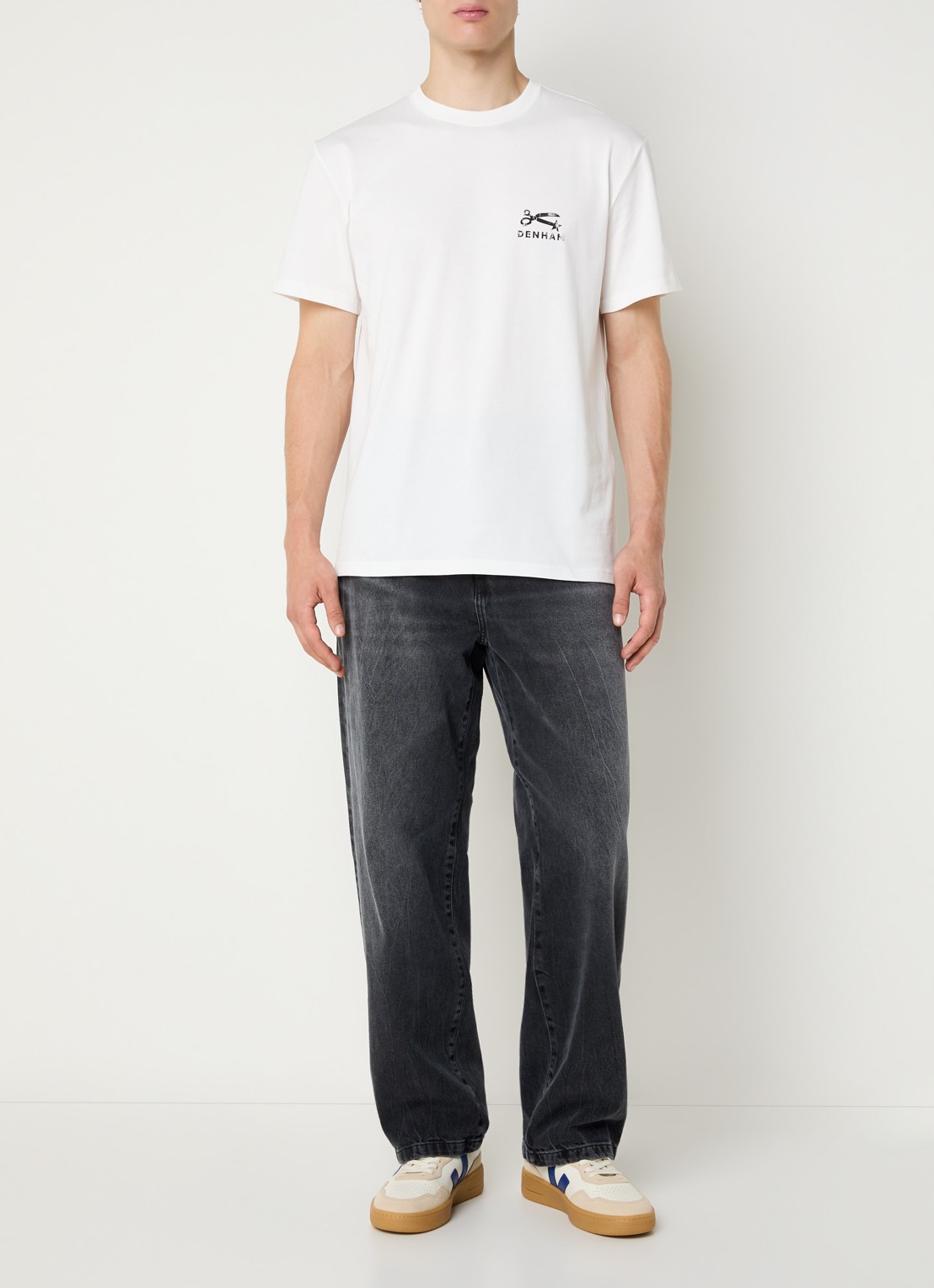 Denham Shot T-shirt met logo- en backprint - voorkant 2 wit