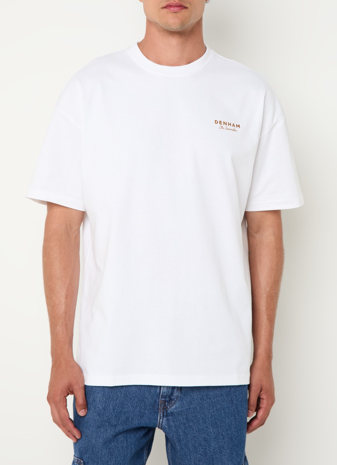 Denham Special Box T-shirt met logo- en backprint - achterkant wit